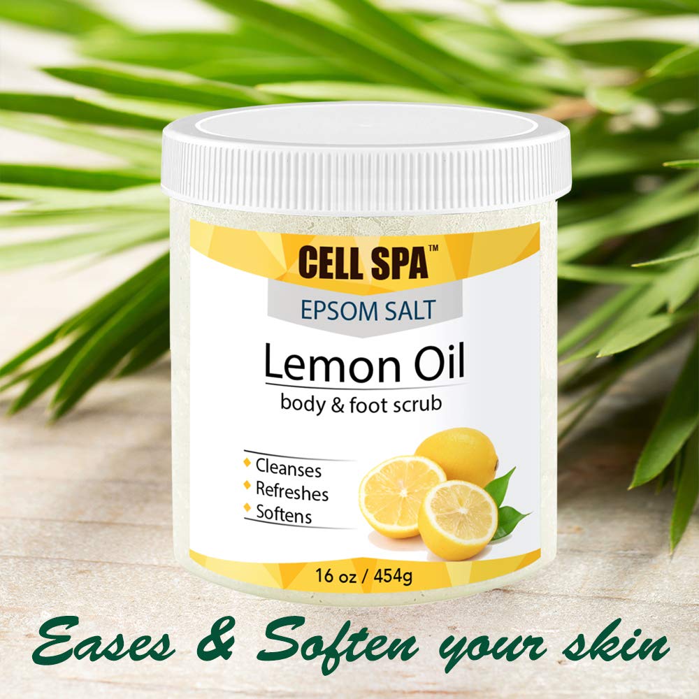 Exfoliating Lemon Oil Infused With Organic Essential Oils Body & Foot Scrub With Epsom Salt For Skin
