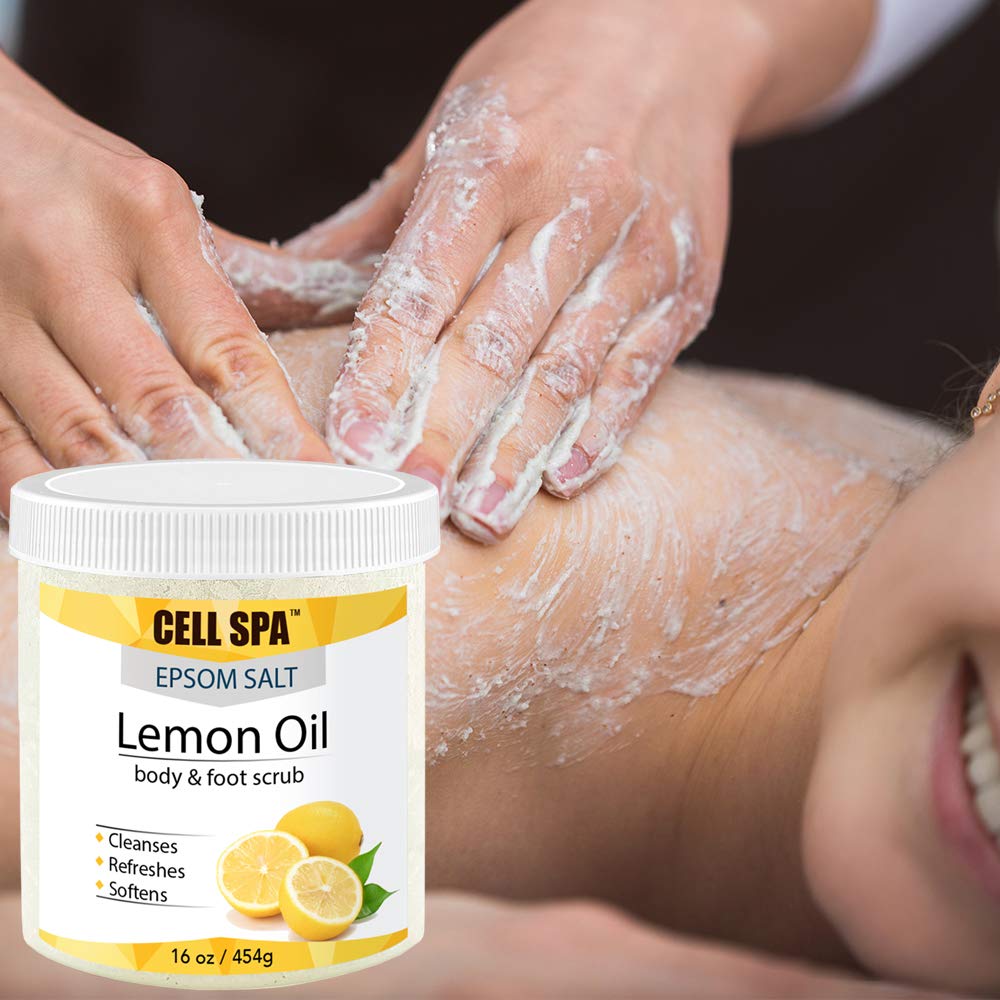 Exfoliating Lemon Oil Infused With Organic Essential Oils Body & Foot Scrub With Epsom Salt For Skin