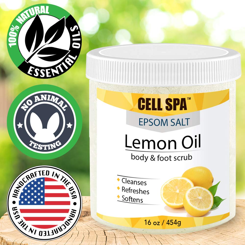 Exfoliating Lemon Oil Infused With Organic Essential Oils Body & Foot Scrub With Epsom Salt For Skin