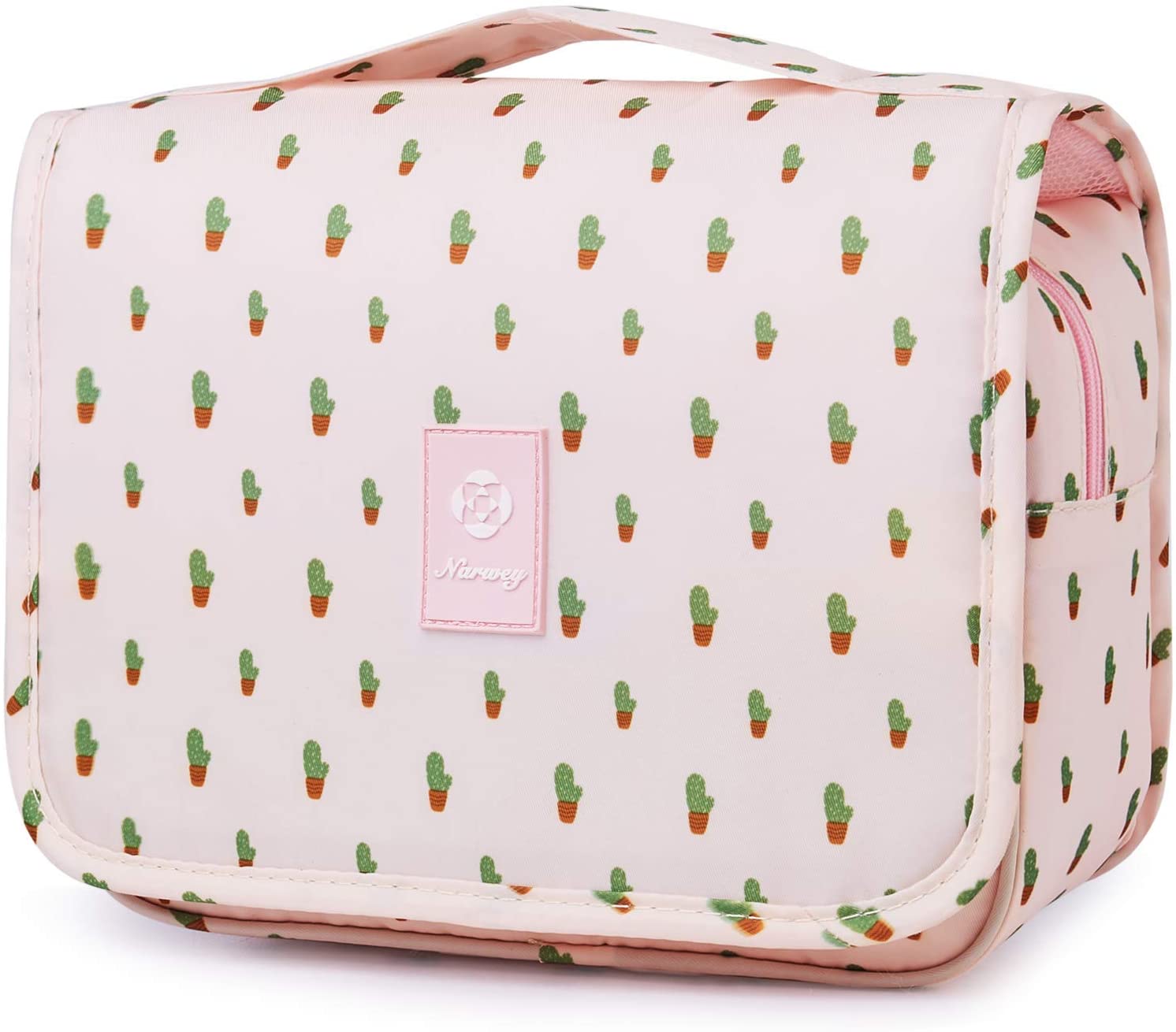 Hanging Travel Toiletry Bag Cosmetic Make up Organizer for Women and Girls Waterproof (A-Cactus)