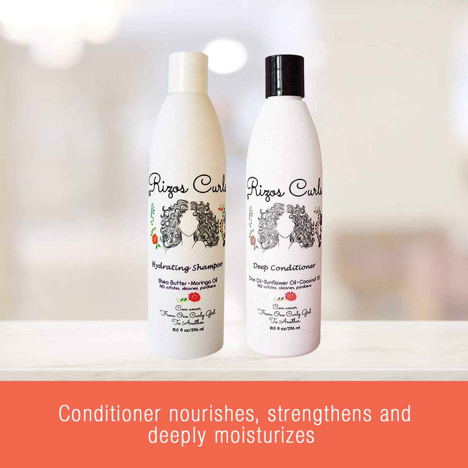 Rizo Curls Shampoo and Conditioner Bundle Pack for Women — 10 Fluid Ounces (Pack of 2) - Moisturiz
