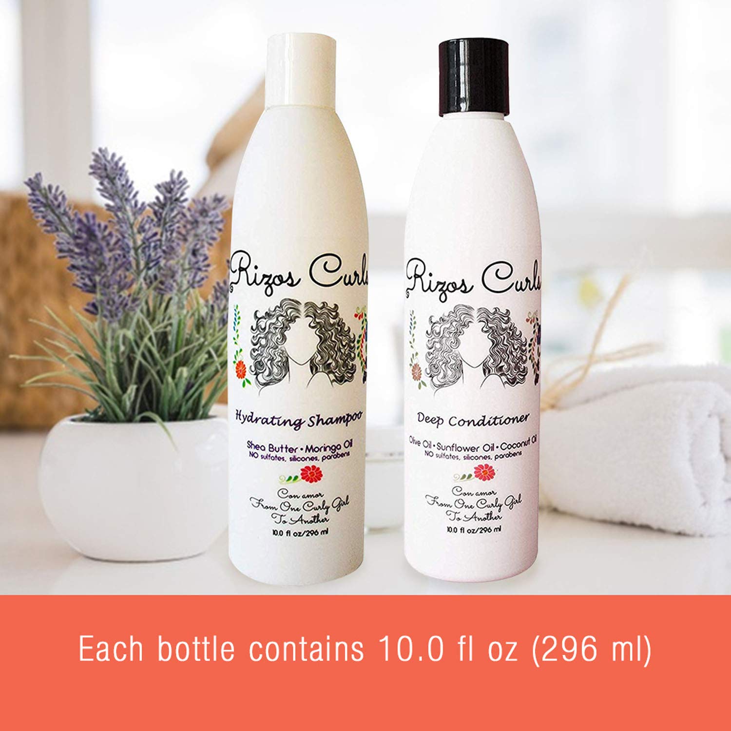 Rizo Curls Shampoo and Conditioner Bundle Pack for Women — 10 Fluid Ounces (Pack of 2) - Moisturiz
