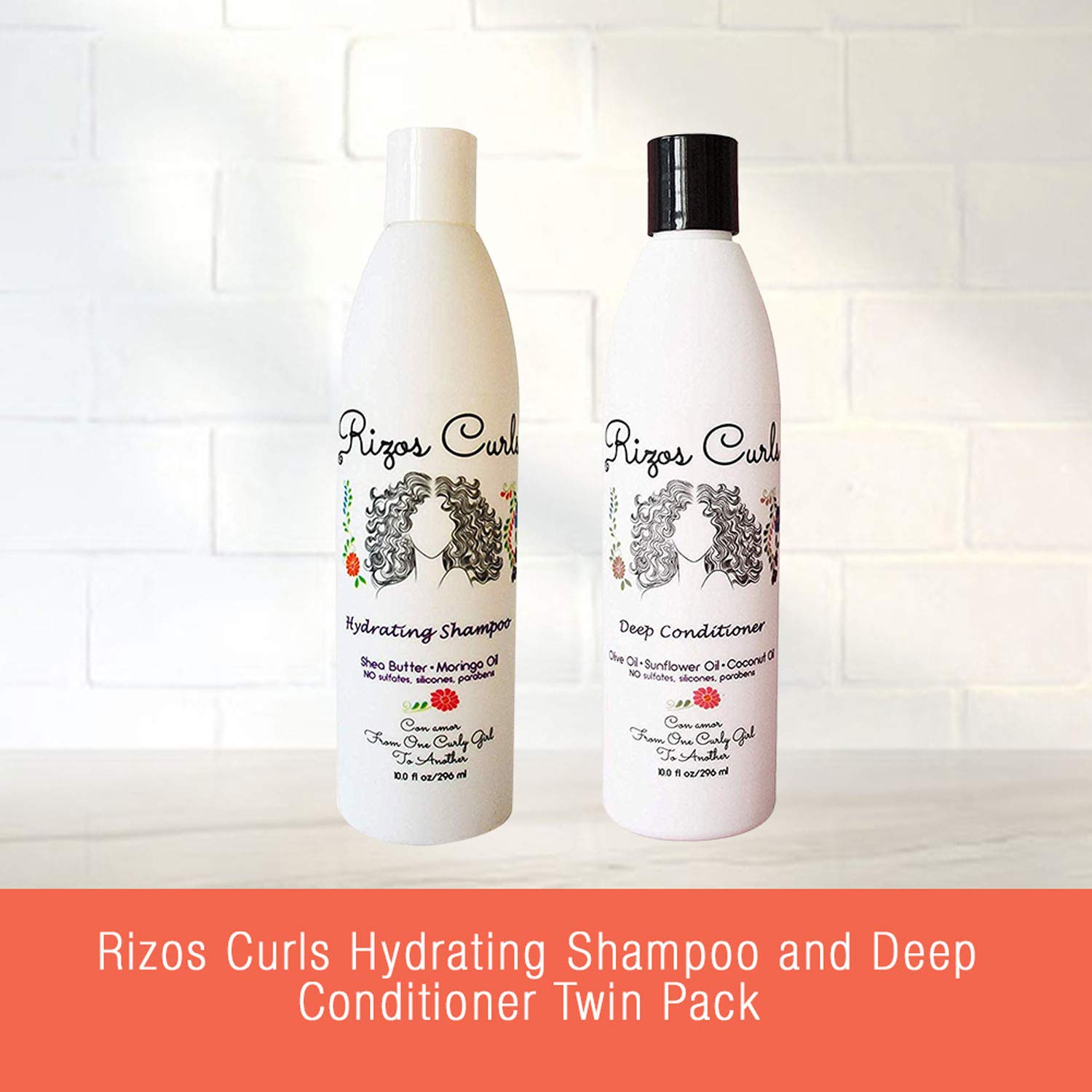 Rizo Curls Shampoo and Conditioner Bundle Pack for Women — 10 Fluid Ounces (Pack of 2) - Moisturiz