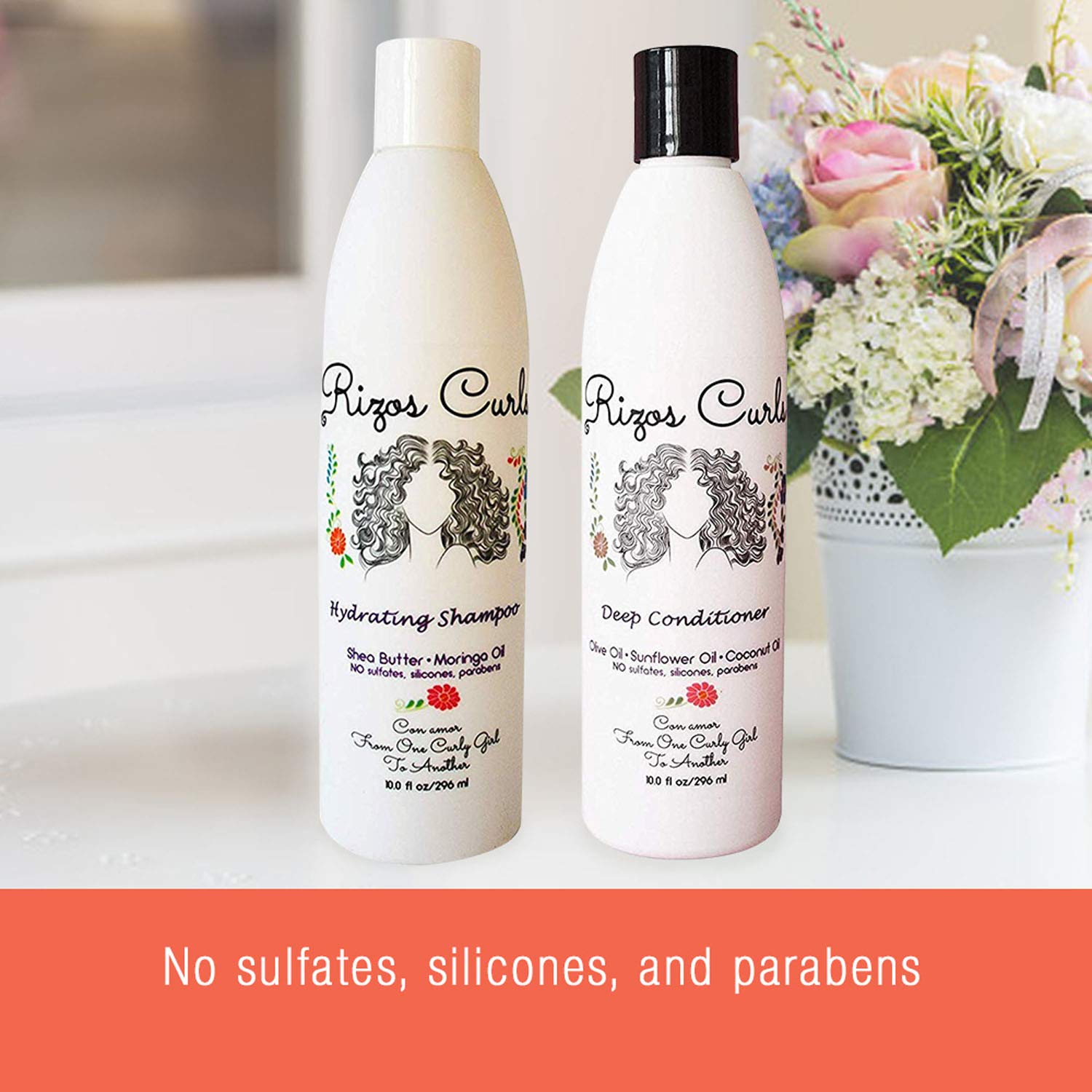 Rizo Curls Shampoo and Conditioner Bundle Pack for Women — 10 Fluid Ounces (Pack of 2) - Moisturiz