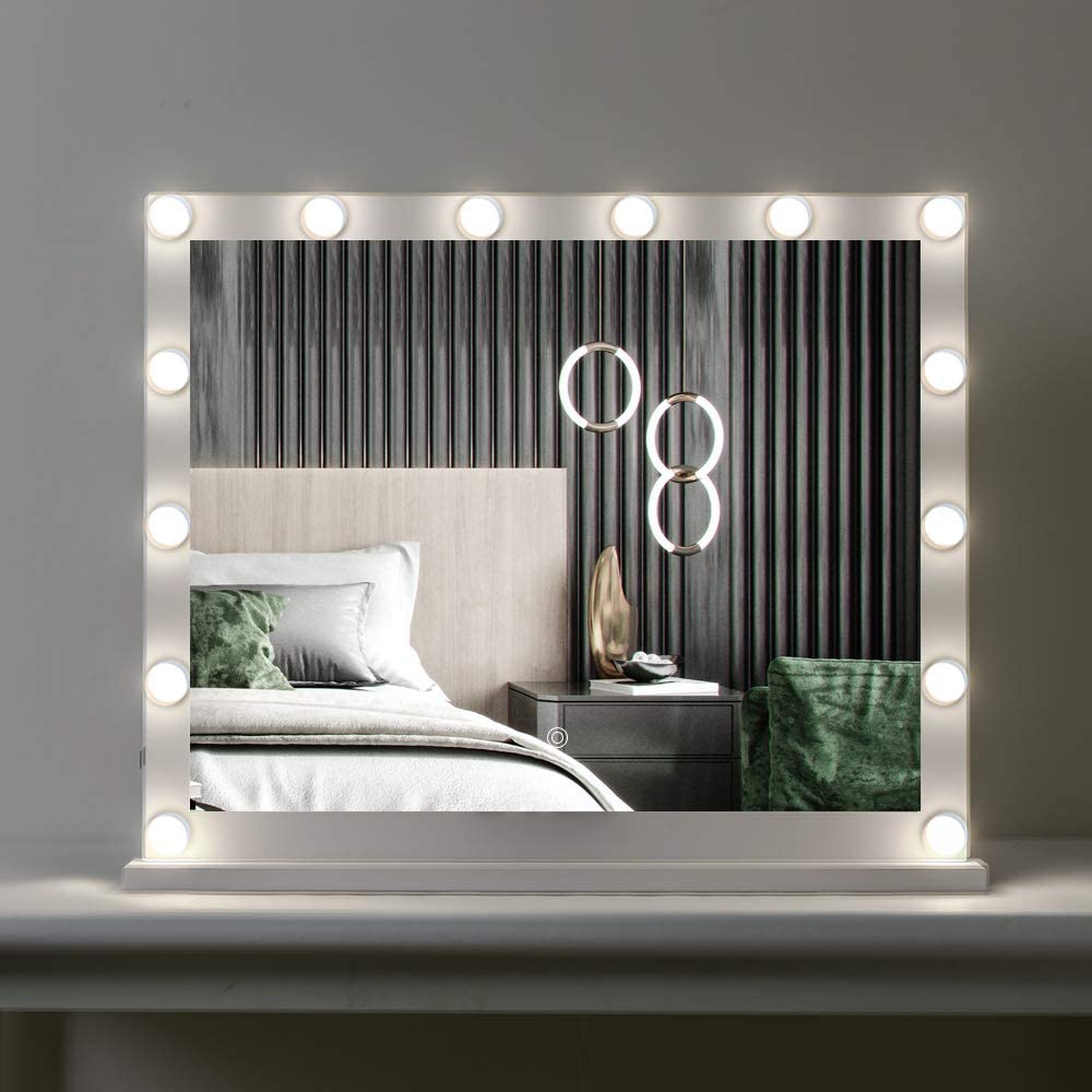 Large Vanity Mirror with Lights 32 x 24 Inches Dimmable Touch Sensor