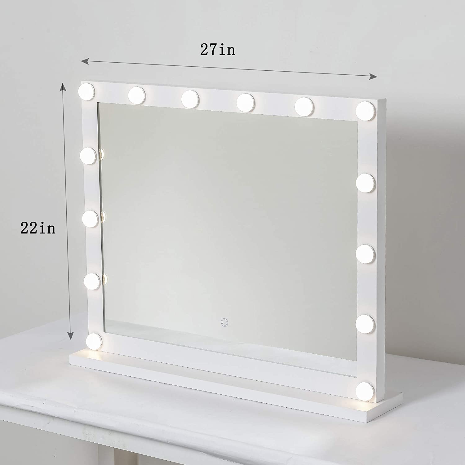 Large Vanity Mirror with Lights 32 x 24 Inches Dimmable Touch Sensor