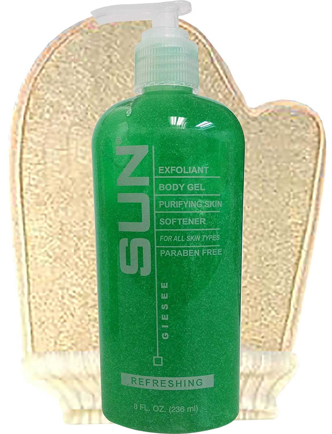 Sun Labs Loofah Sponge Mitt with Unscented Exfoliating Body Scrub for Soft Skin - 8 fl. oz. Bottle