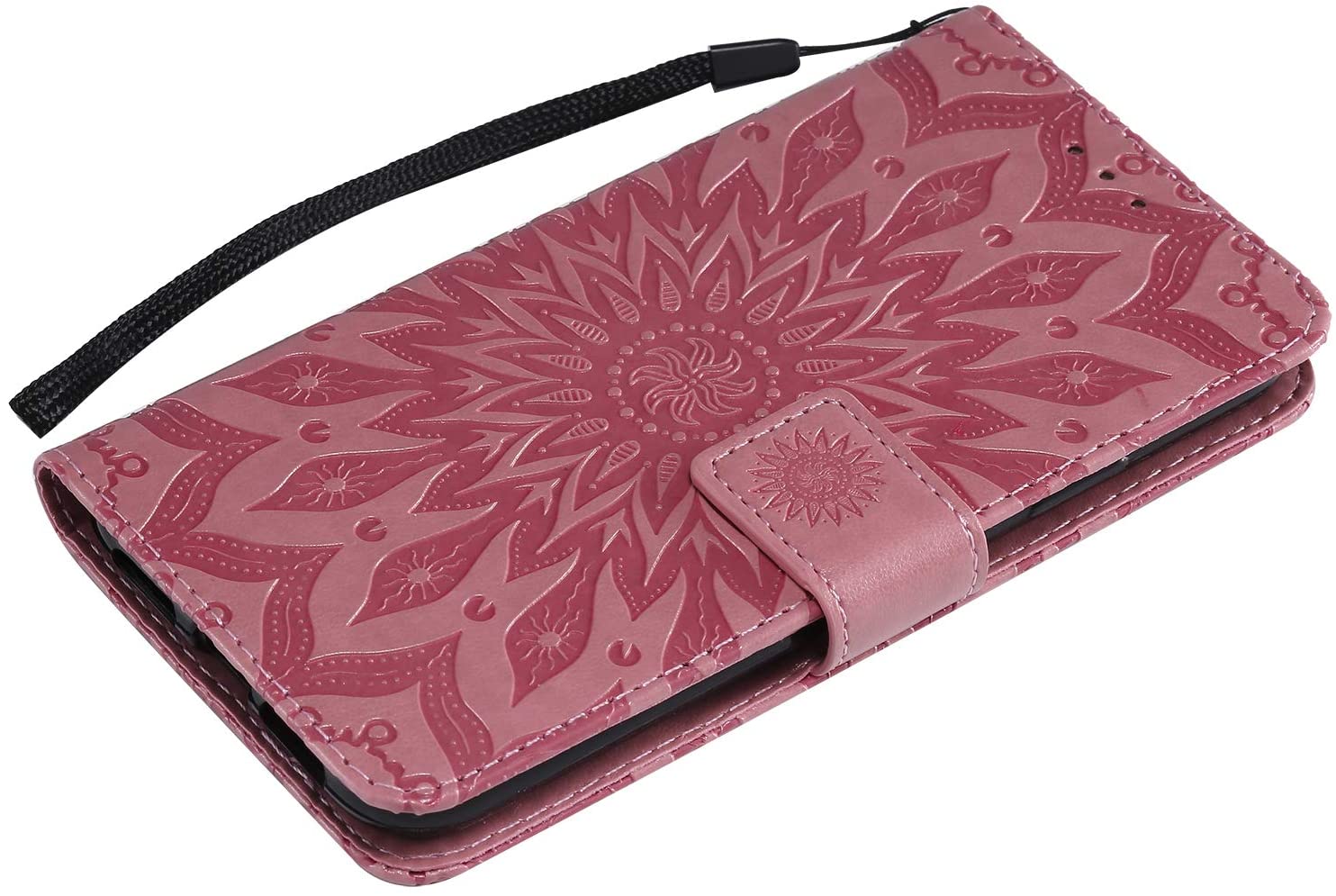 Cfrau Kickstand Wallet Case with Black Stylus for iPhone XR 6.1 inch,Retro Mandala Sunflower PU Leat