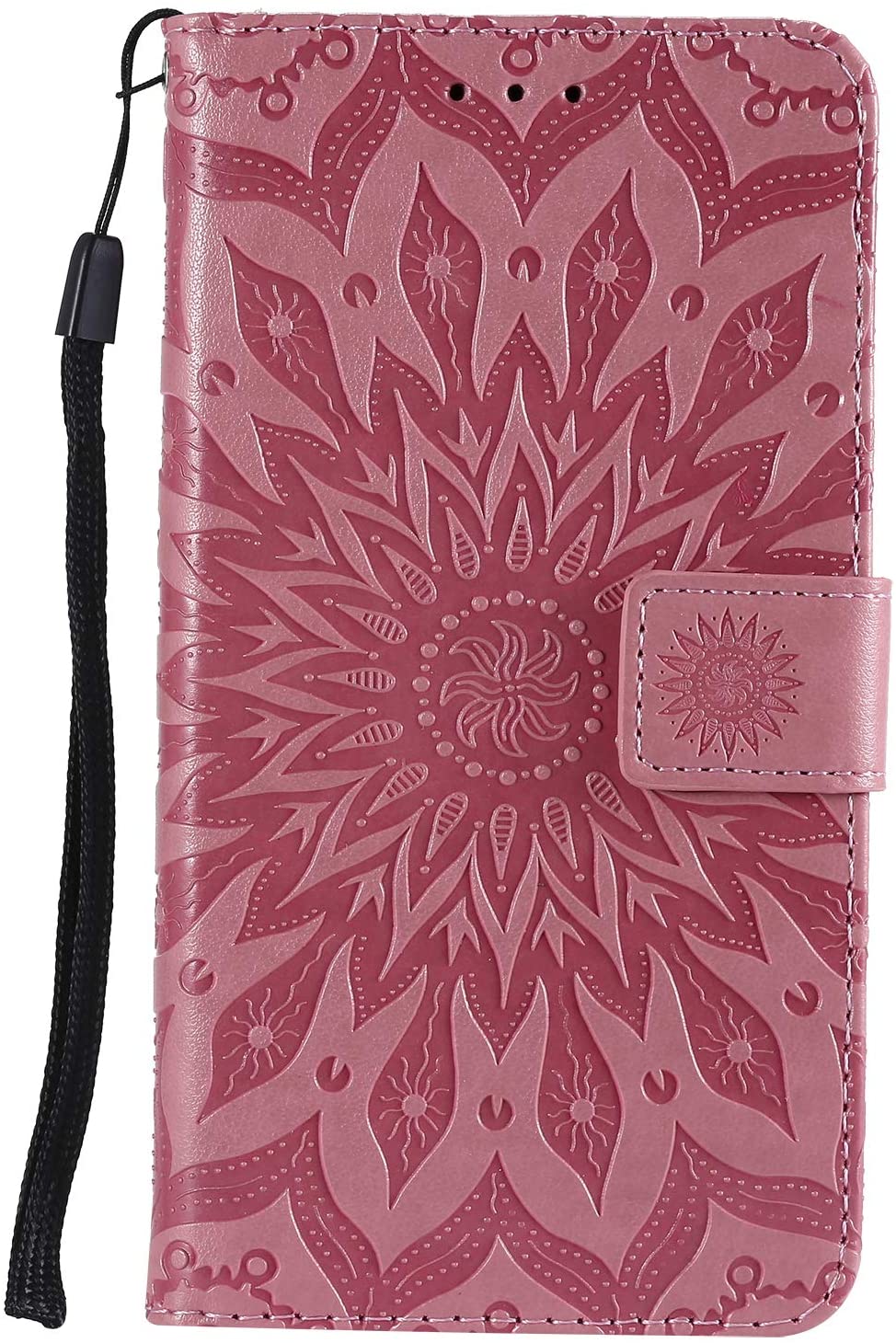 Cfrau Kickstand Wallet Case with Black Stylus for iPhone XR 6.1 inch,Retro Mandala Sunflower PU Leat