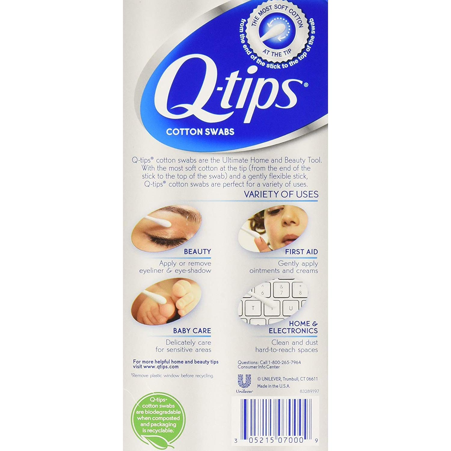 Q-tips Cotton Swabs 170 Count (Pack of 4) Total 680 Swabs