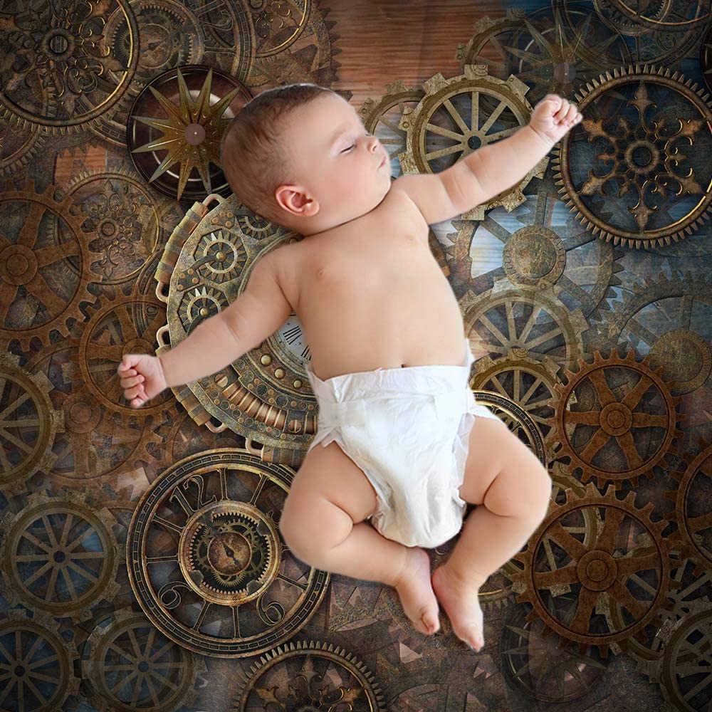 Mugod Clock and Gears Blanket Rusty Steampunk Clock and Gears Bronze Old Vintage Fuzzy Soft Cozy War