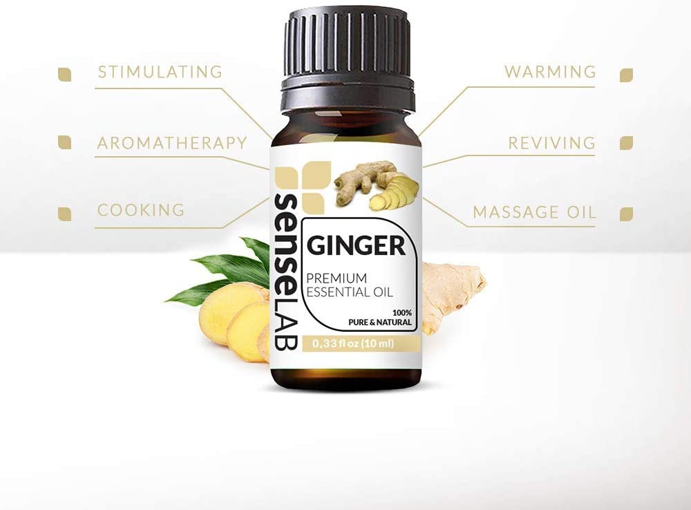 SenseLAB Indian Ginger Essential Oil - 100 % Pure Extract Ginger Oil Therapeutic Grade - Massage and