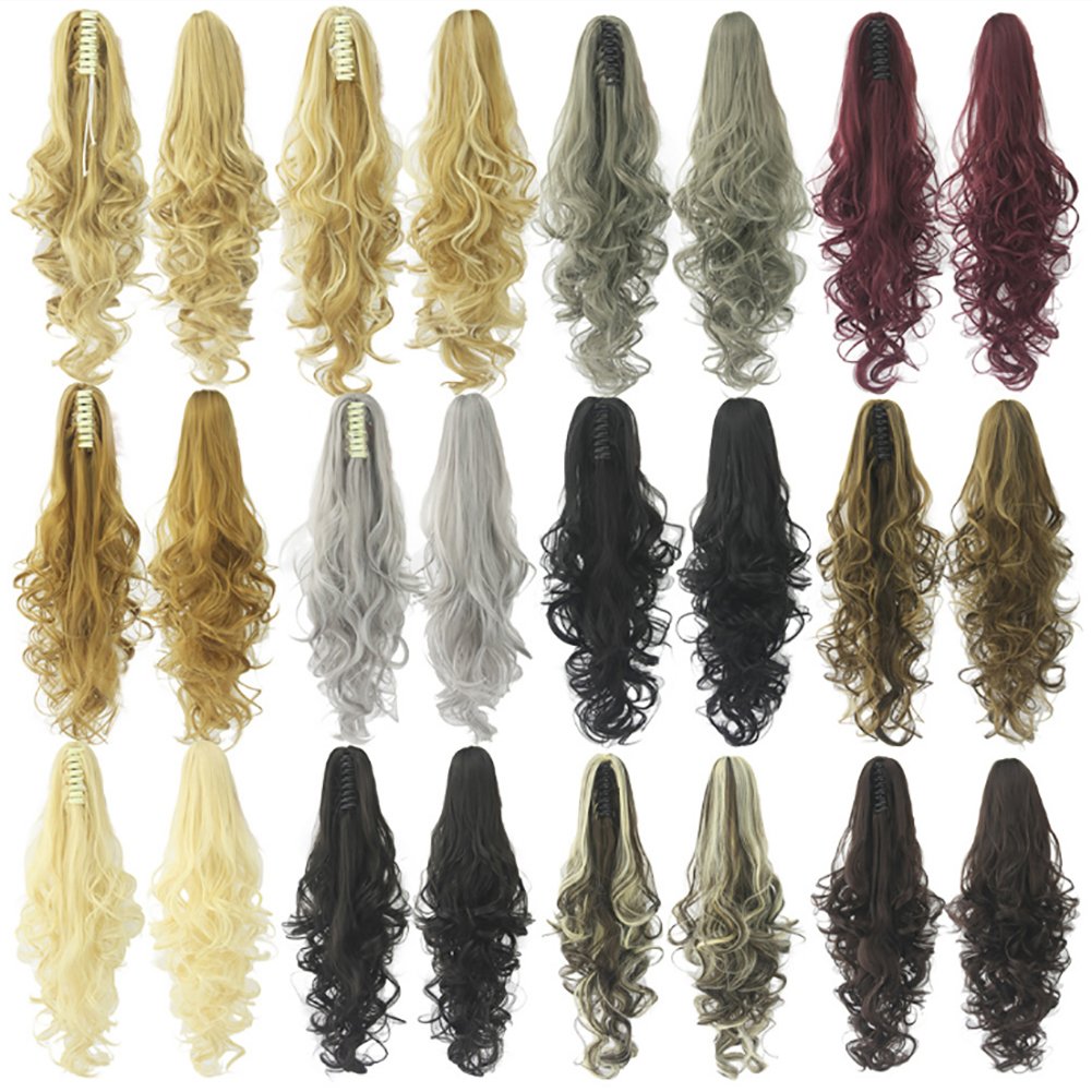 guohanfsh Long Fluffy Curly False Ponytail Wigs Synthetic Hair Extension Hairpiece High Temperatur F