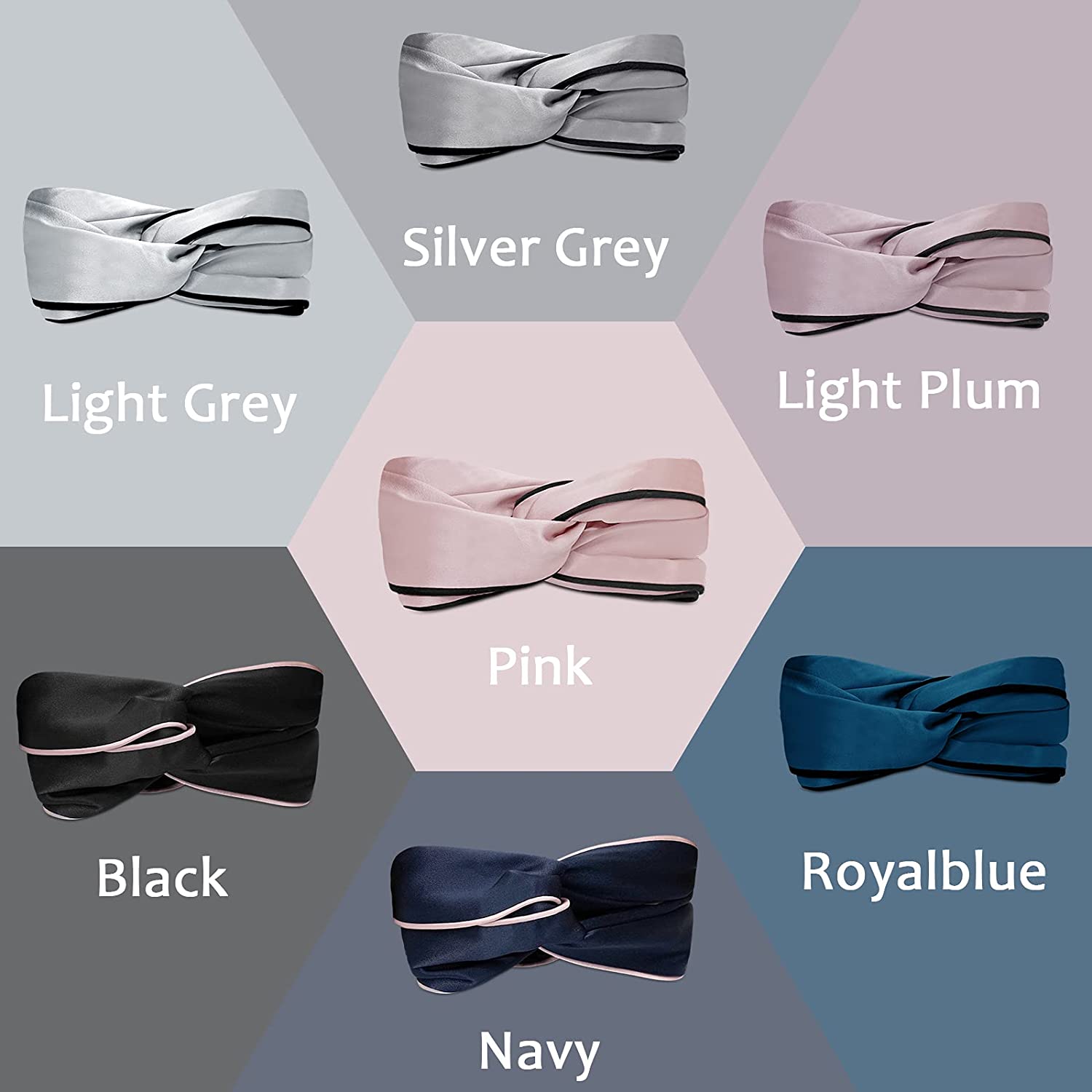 Pure Mulberry Silk Headband for Women & Girls, Fashion Headbands with Silk Piping, Twisted Head Wrap