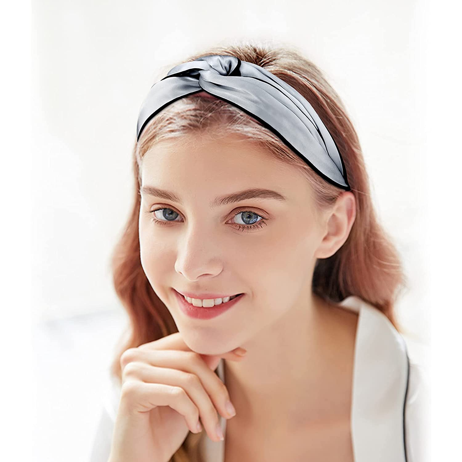 Pure Mulberry Silk Headband for Women & Girls, Fashion Headbands with Silk Piping, Twisted Head Wrap