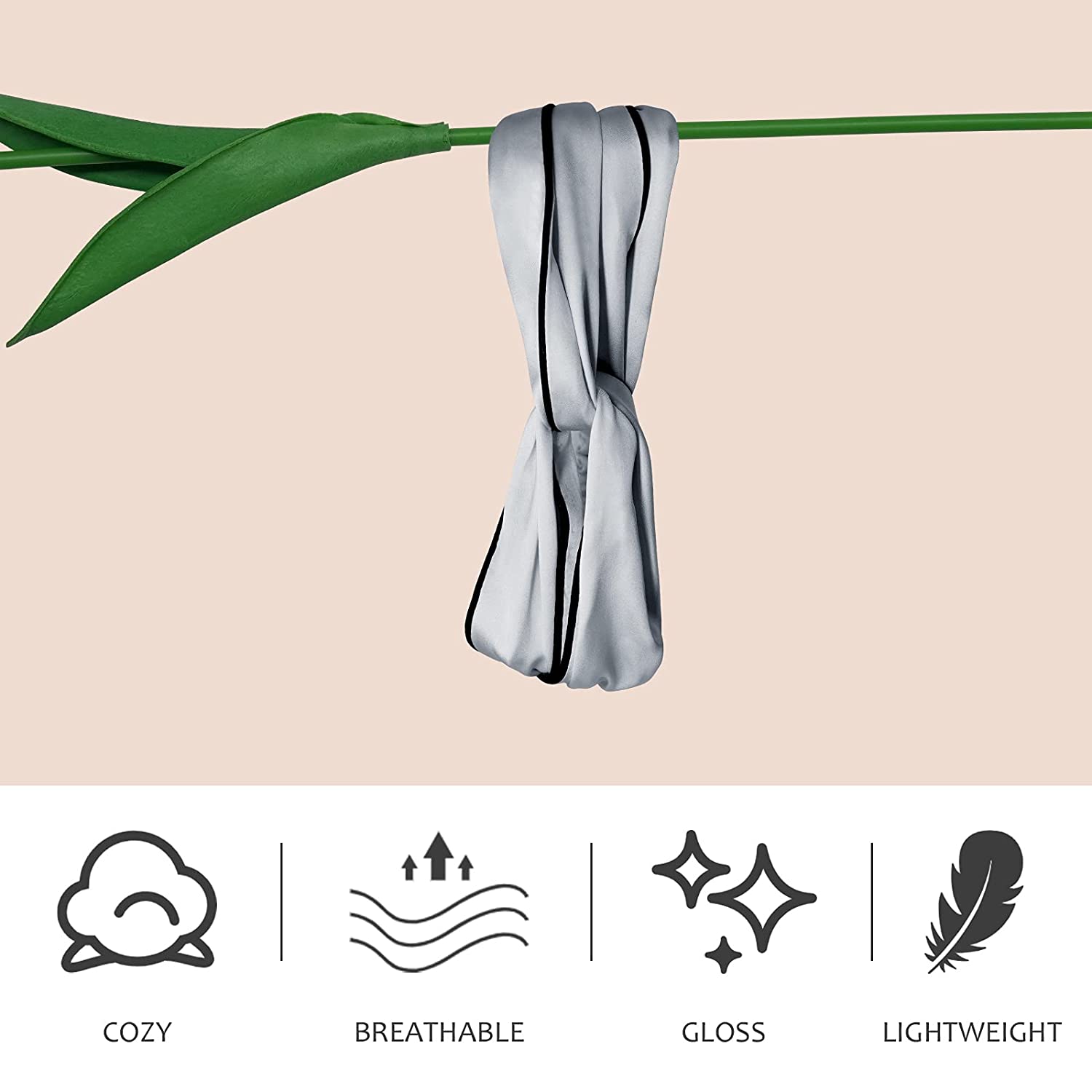 Pure Mulberry Silk Headband for Women & Girls, Fashion Headbands with Silk Piping, Twisted Head Wrap