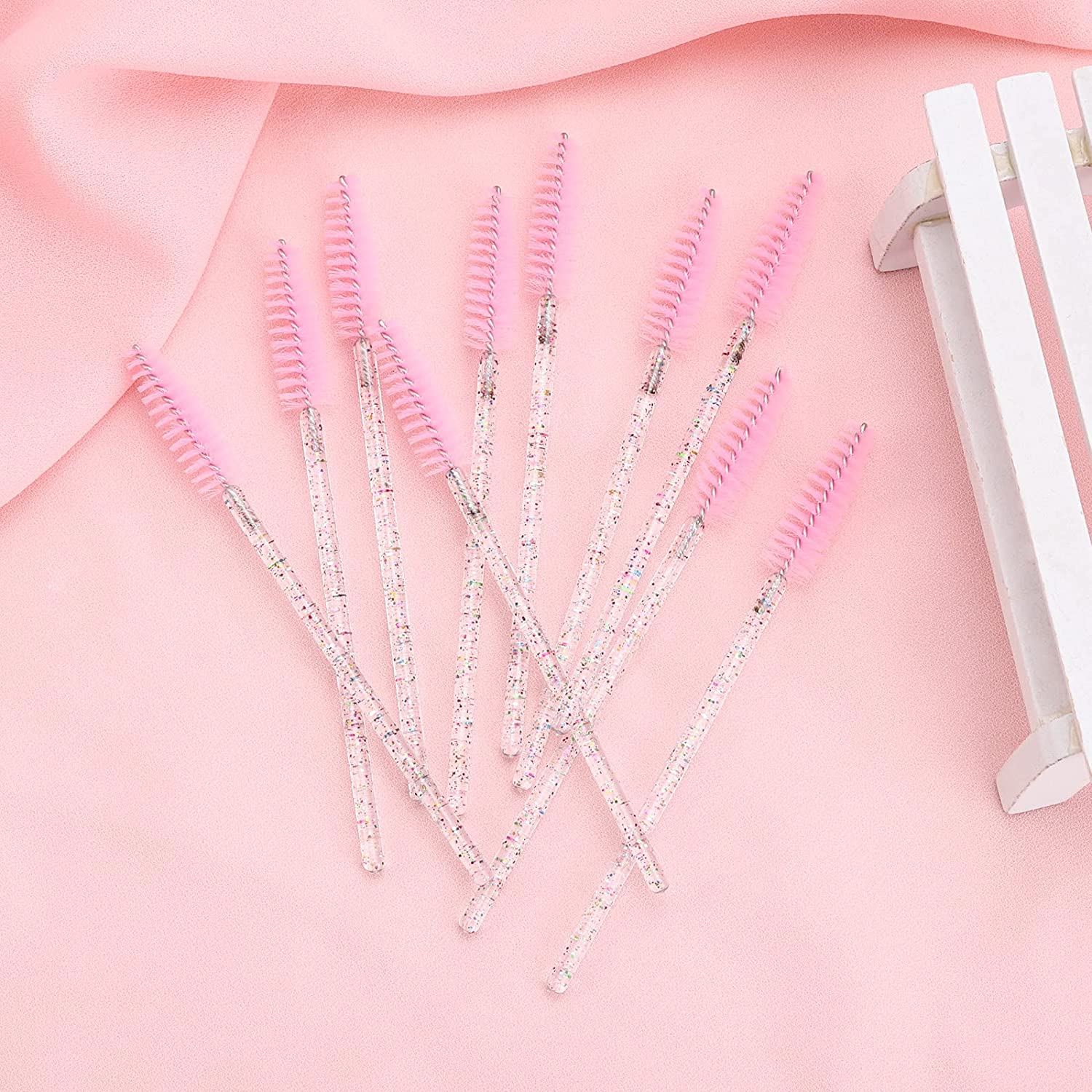 100 Pieces Crystal Eyelash Mascara Brushes Spoolie Brush Lash Wands Applicator Disposable Eyebrow - 