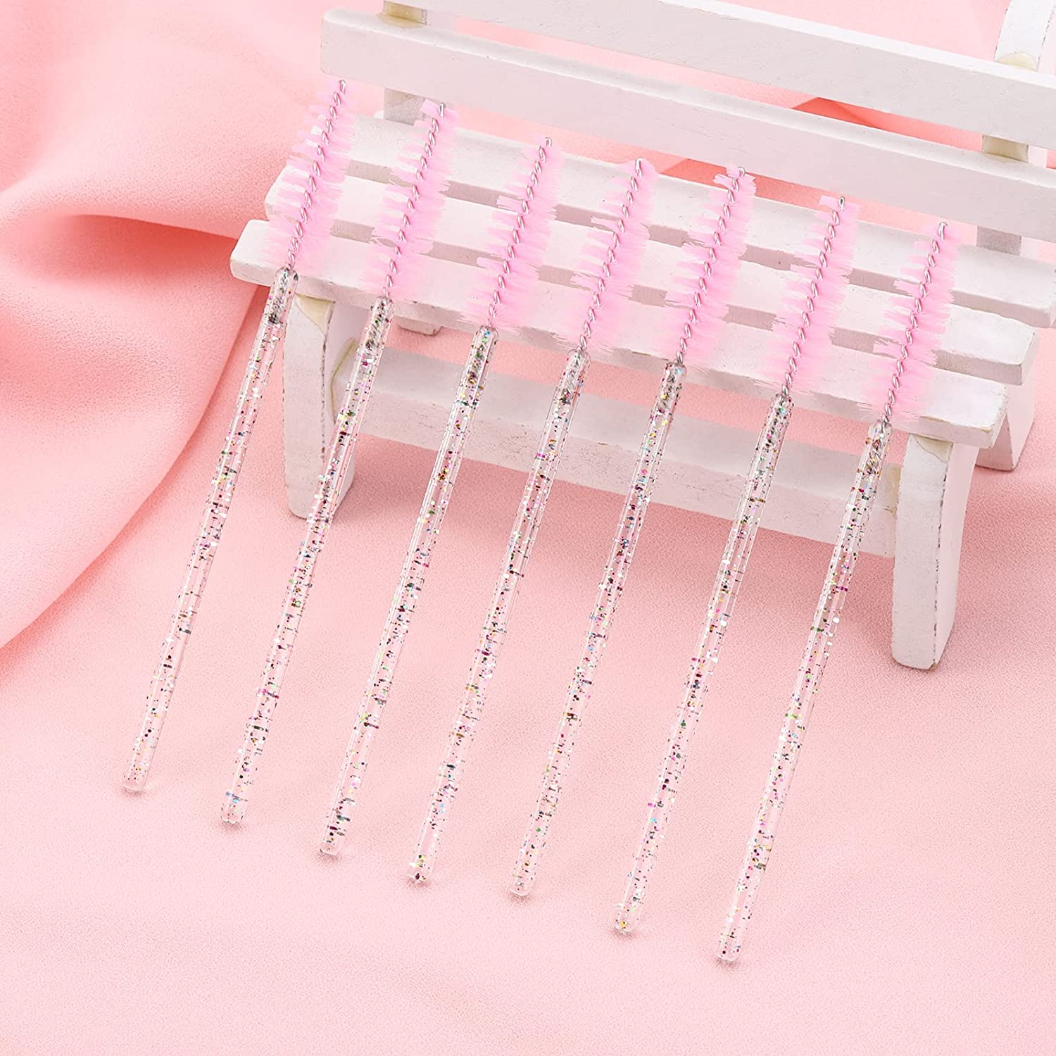 100 Pieces Crystal Eyelash Mascara Brushes Spoolie Brush Lash Wands Applicator Disposable Eyebrow - 