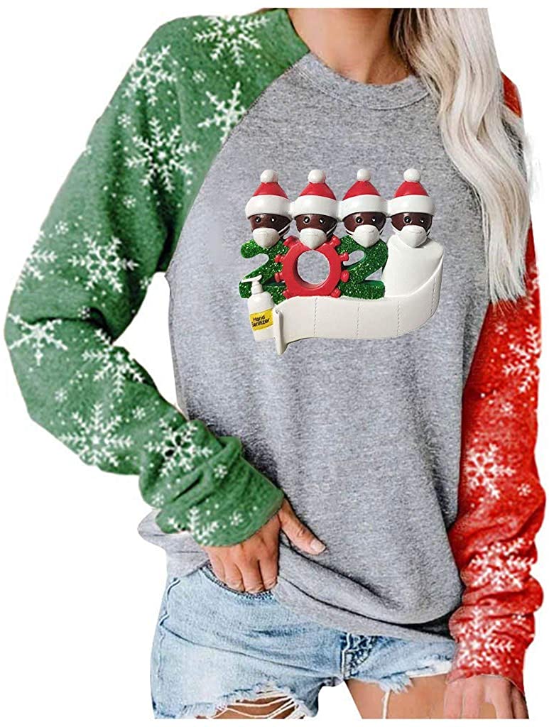 Dosoop Merry Christmas Color Block Blouse Women