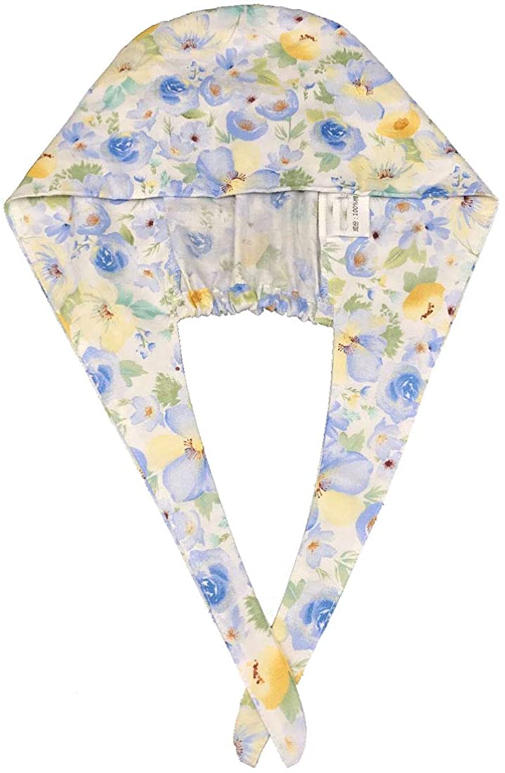 UDOME Working Cap with Buttons Cotton Sweatband Adjustable Tie Back Head Covers Hair Bonnets for Wom