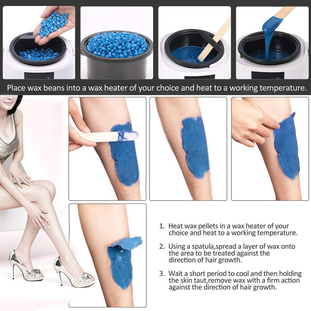 MQSS Wax Warmer Hair Removal Home Waxing Kit Women Men Painless at Home Waxing with 4 Packs Hard Wax
