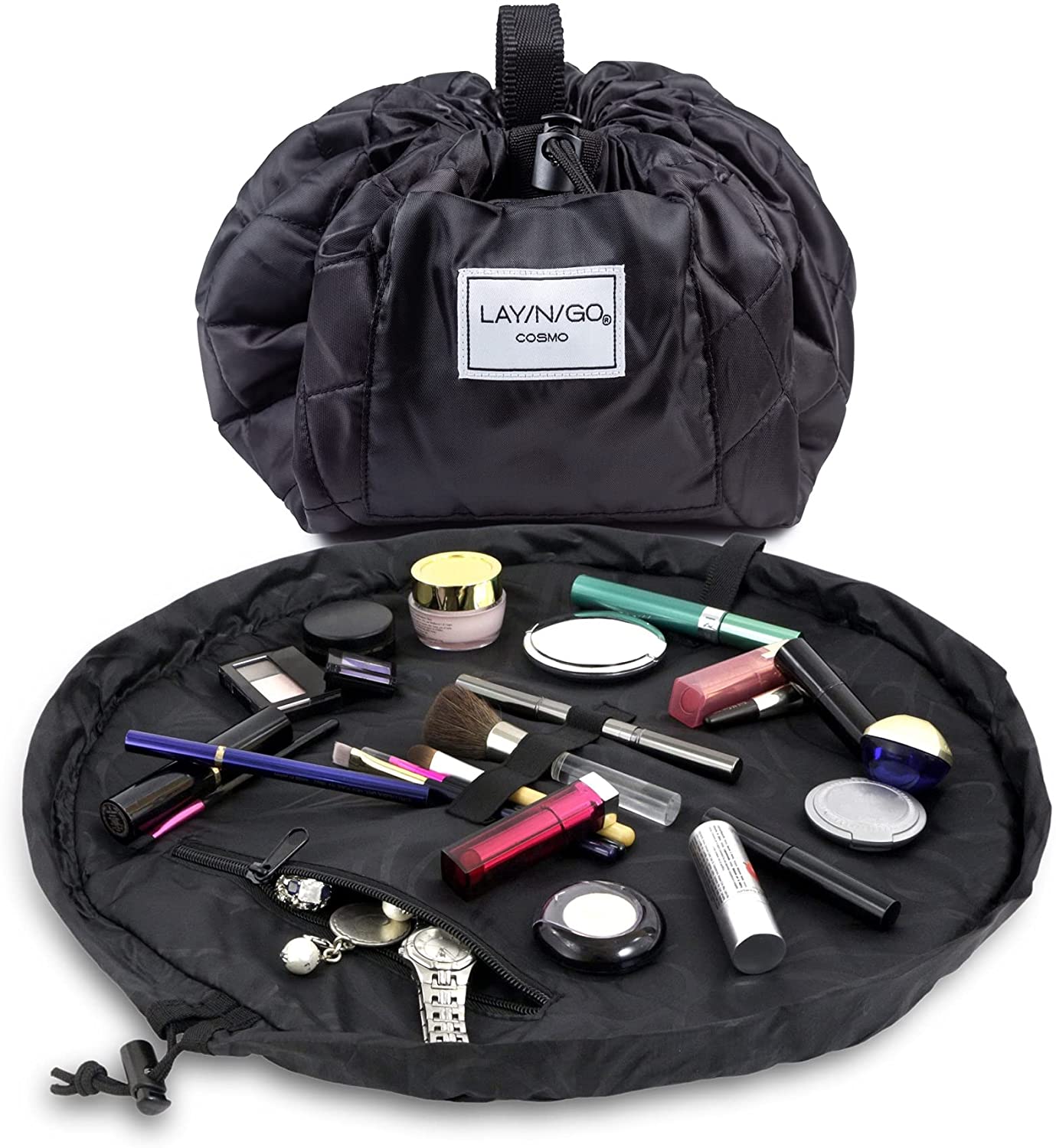 Lay-n-Go Cosmo Drawstring Makeup Organizer Cosmetic & Toiletry Bag for Travel, Gifts, and Daily Use 