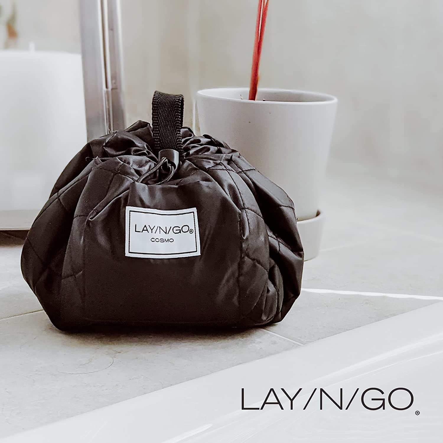 Lay-n-Go Cosmo Drawstring Makeup Organizer Cosmetic & Toiletry Bag for Travel, Gifts, and Daily Use 