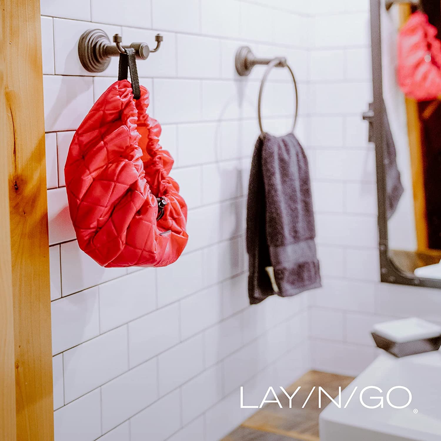 Lay-n-Go Cosmo Drawstring Makeup Organizer Cosmetic & Toiletry Bag for Travel, Gifts, and Daily Use 