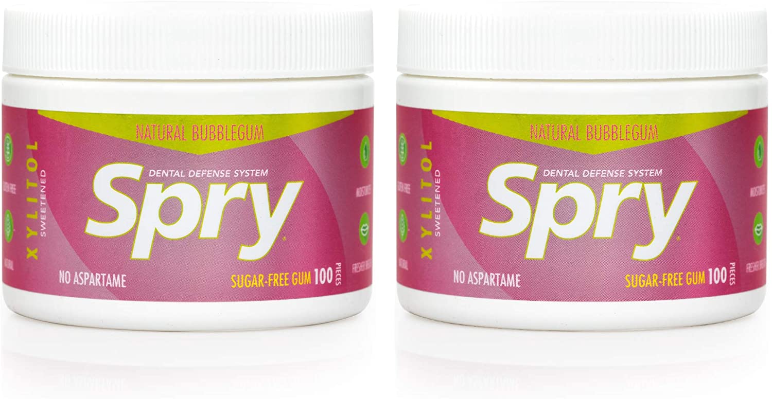 Spry Fresh Natural Xylitol Chewing Gum Dental Defense System Aspartame-Free Sugar Free Gum (Bubble G