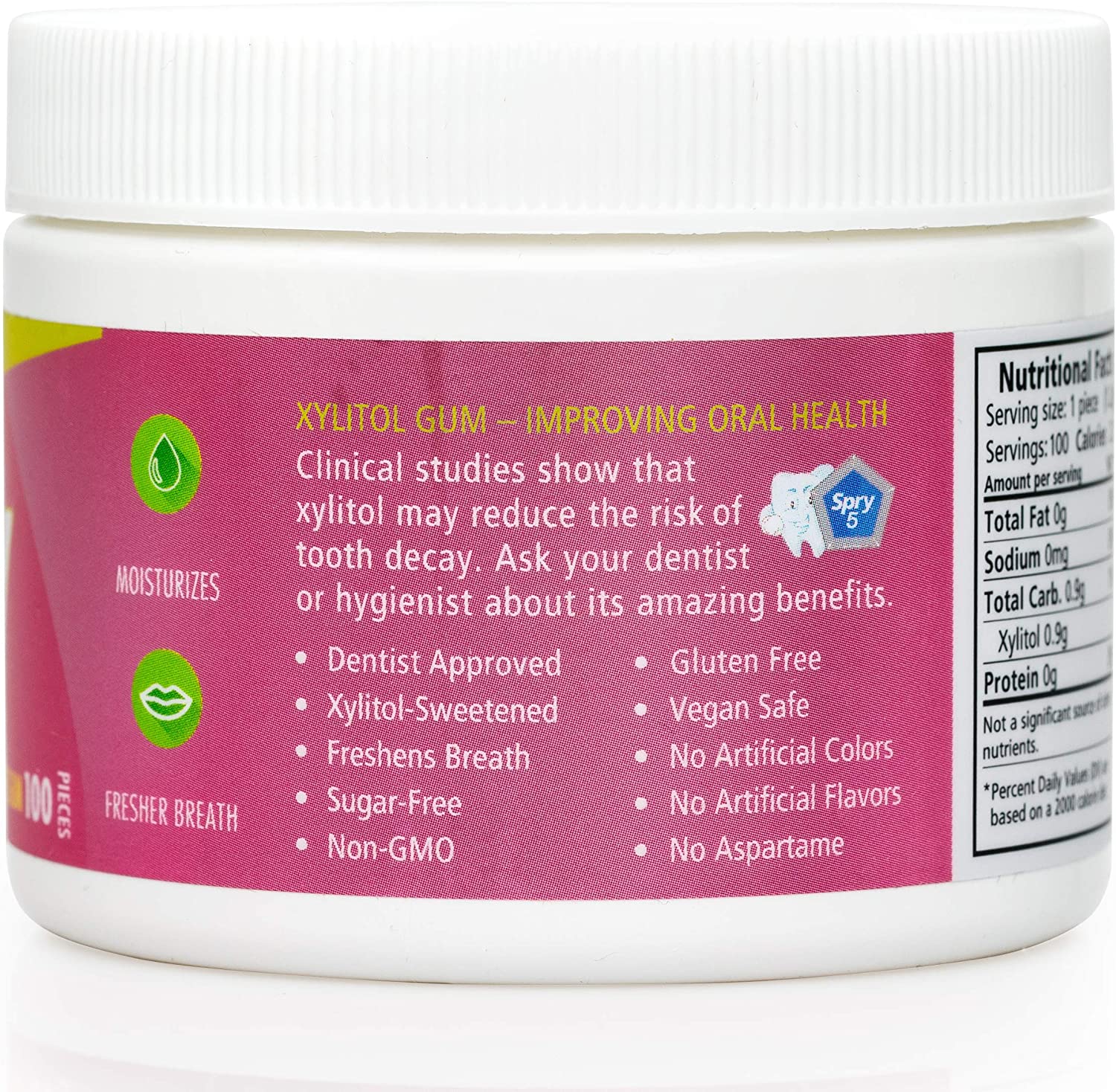 Spry Fresh Natural Xylitol Chewing Gum Dental Defense System Aspartame-Free Sugar Free Gum (Bubble G