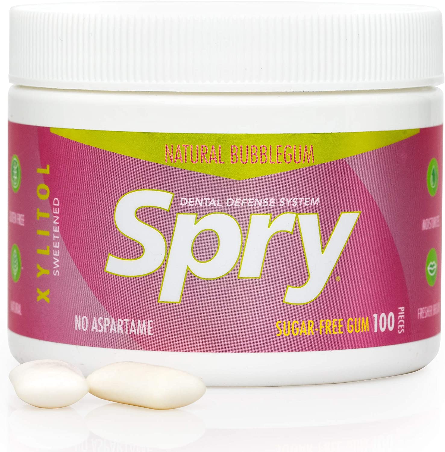 Spry Fresh Natural Xylitol Chewing Gum Dental Defense System Aspartame-Free Sugar Free Gum (Bubble G