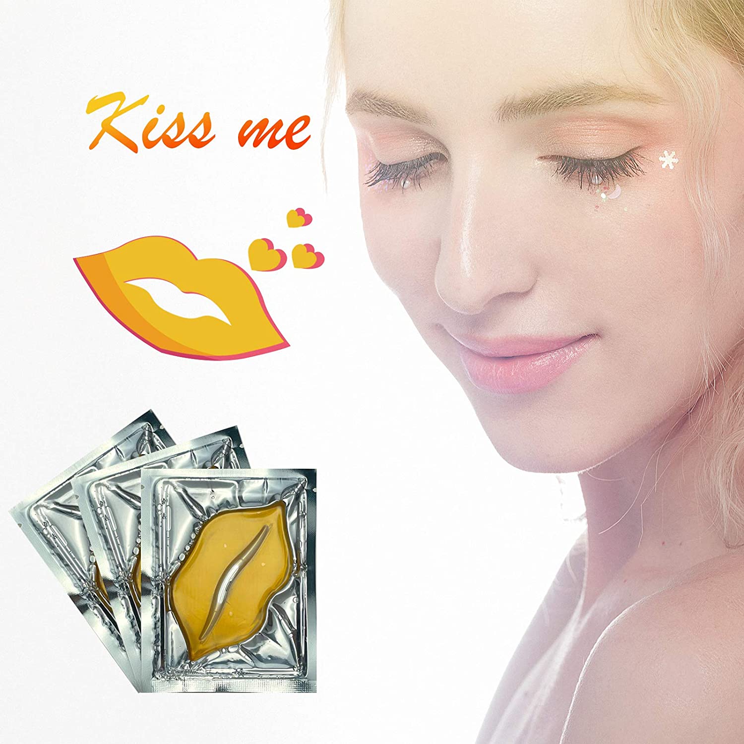 Ruzzut 30 PCS Crystal Collagen Hydrogel Lip Mask Set, Moisturizing and Hydrating Lip Plumper Gel