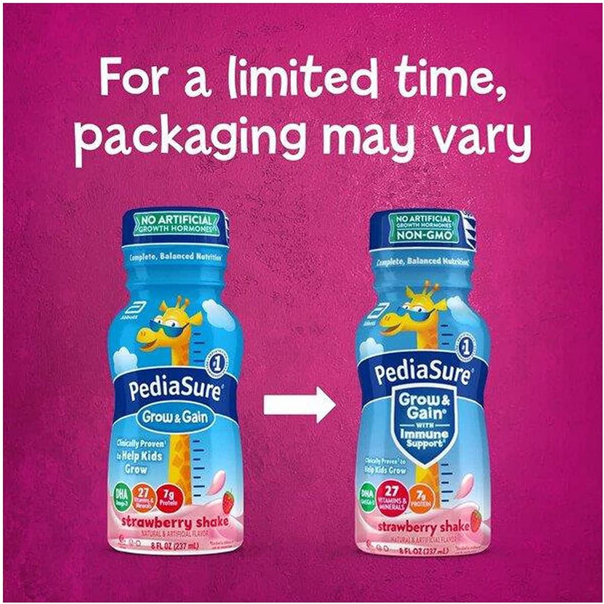 PediaSure Grow & Gain with Immune Support, Kids Protein Shake, 27 Vitamins and Minerals, 7g Protein,