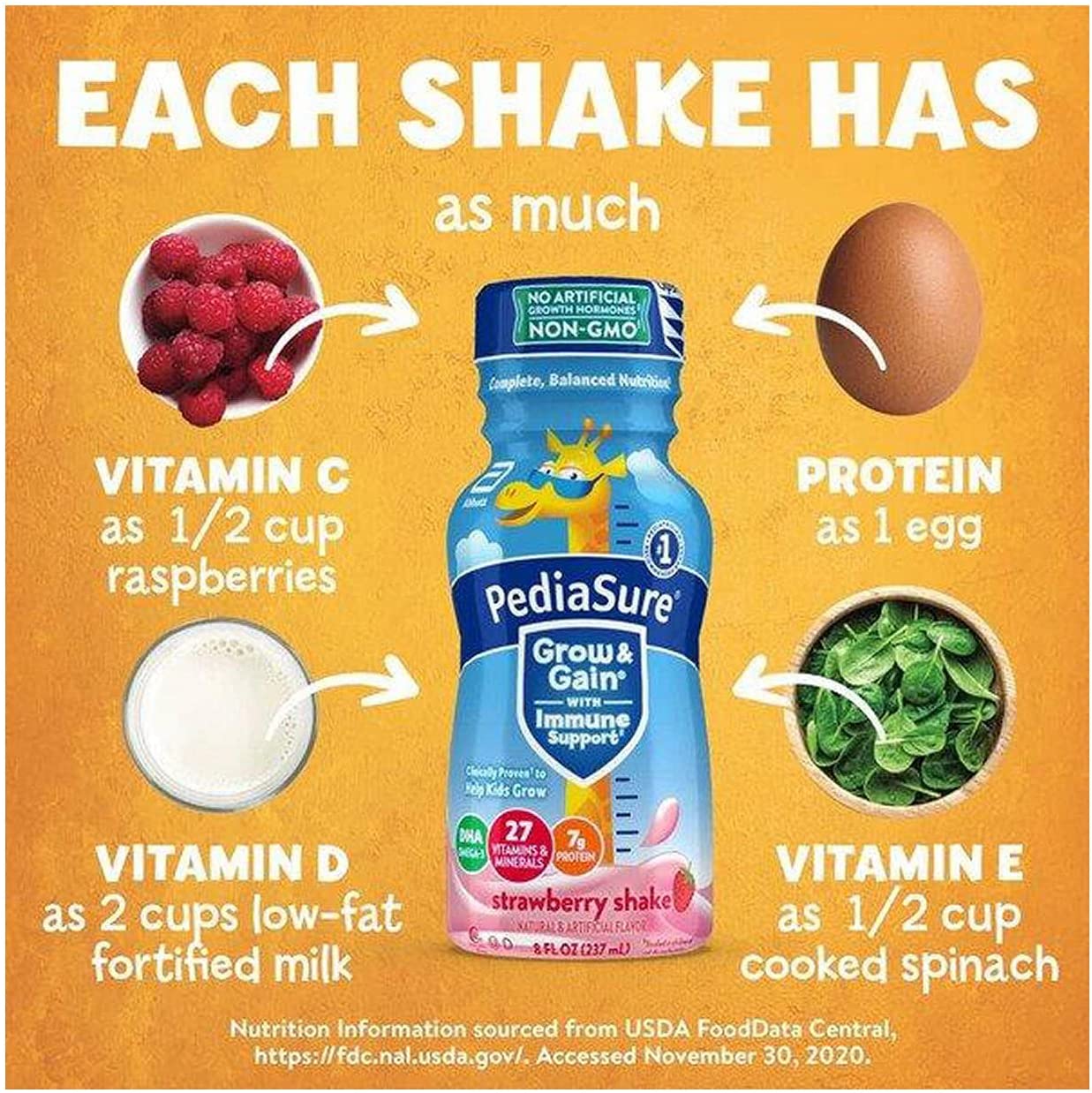 PediaSure Grow & Gain with Immune Support, Kids Protein Shake, 27 Vitamins and Minerals, 7g Protein,