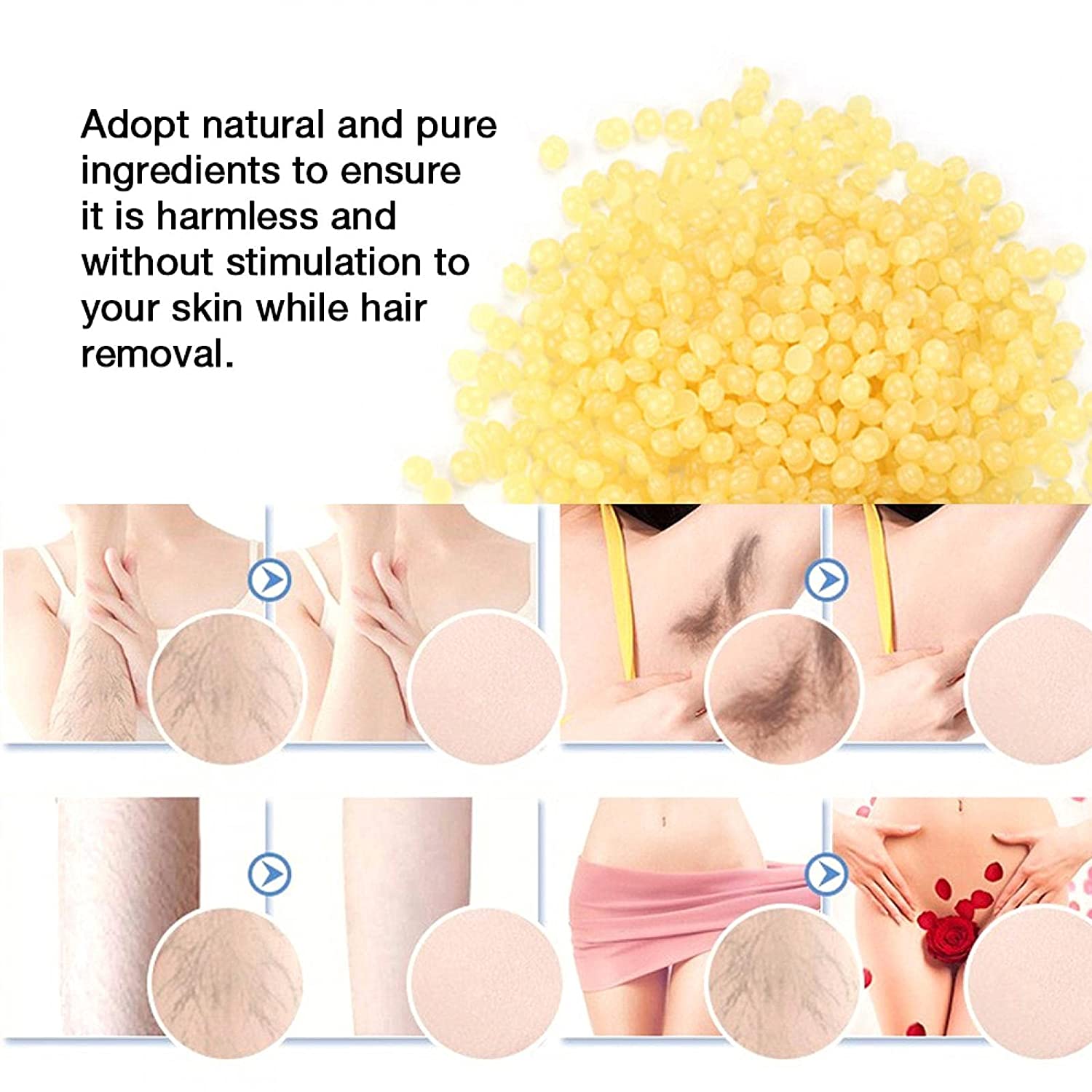 Professional Hard Wax Beads, Painless Gentle Hair Removal No Depilatory Paper Professional for Remov
