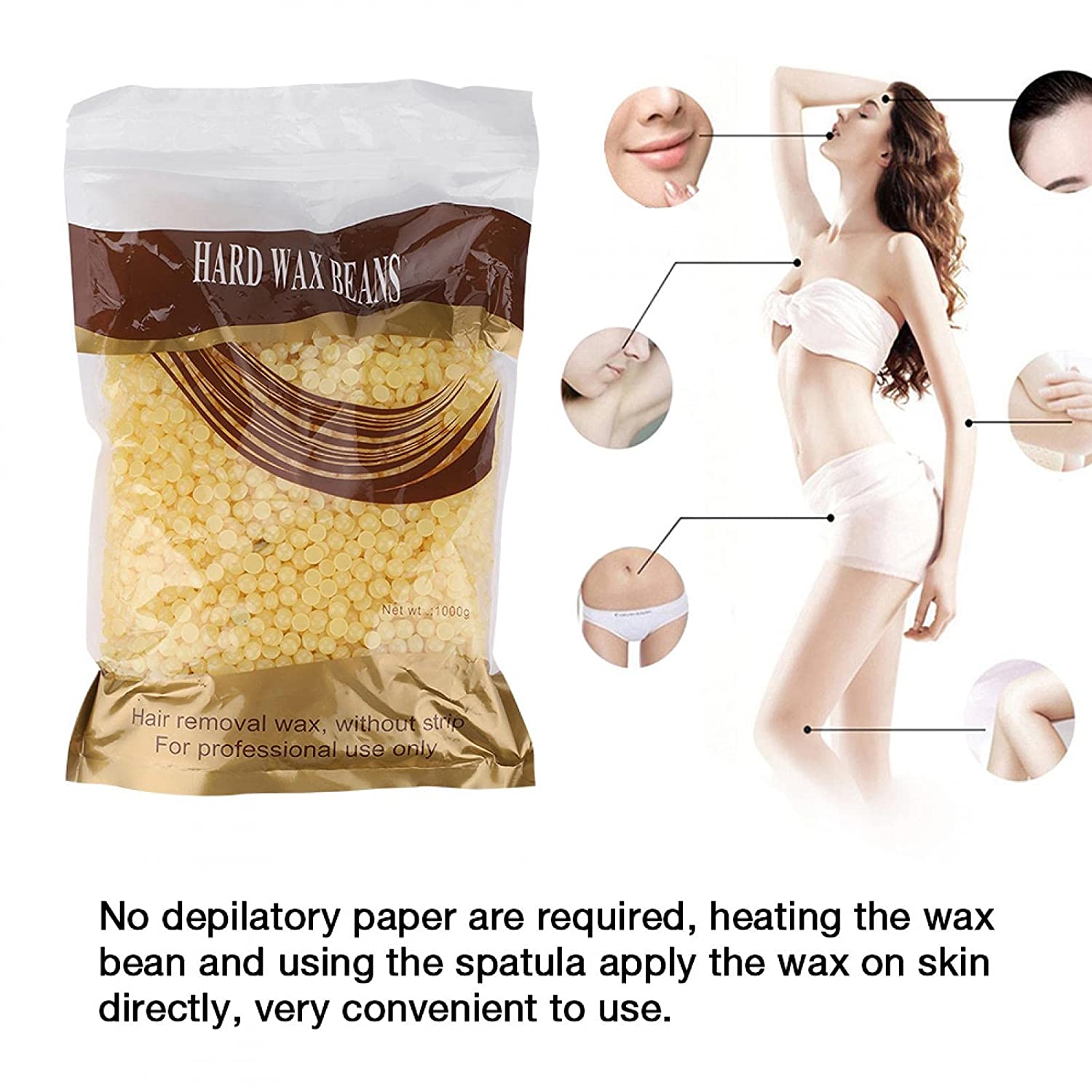 Professional Hard Wax Beads, Painless Gentle Hair Removal No Depilatory Paper Professional for Remov