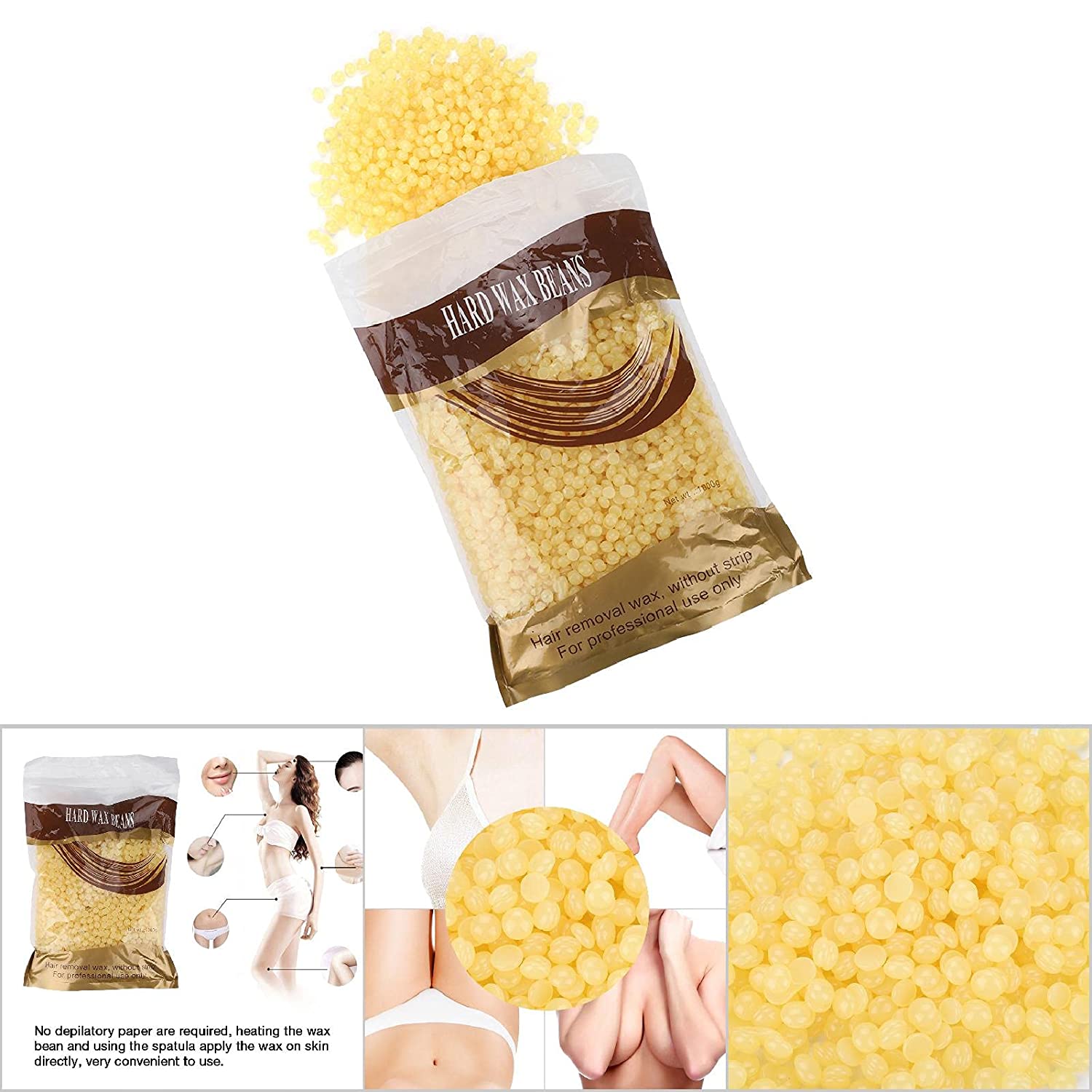 Professional Hard Wax Beads, Painless Gentle Hair Removal No Depilatory Paper Professional for Remov