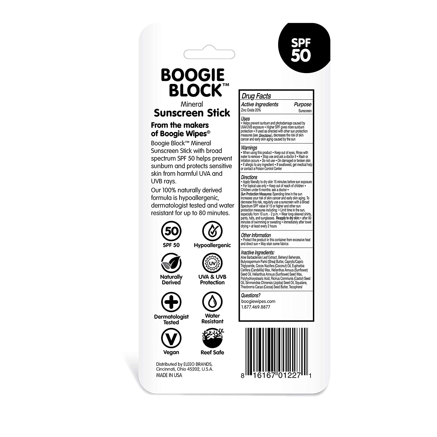 Baby Sunscreen by the Makers of Boogie Wipes, Mineral Sunscreen Stick by Boogie Block, Sunscreen for