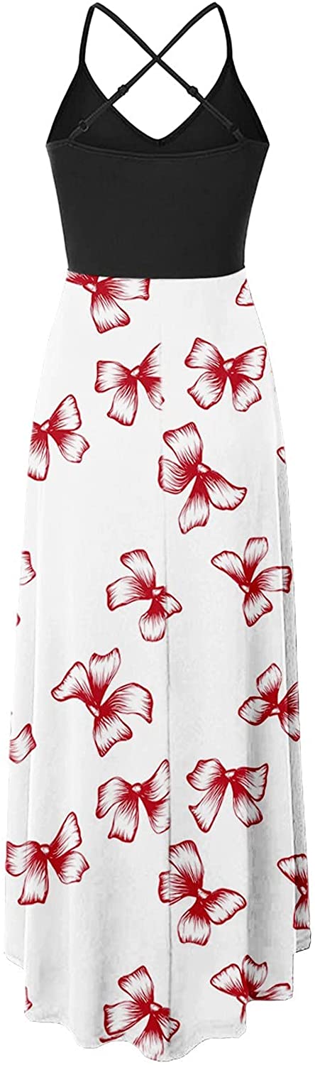 WYTong Women Sexy V-Neck Elegant Party Dress Irregular Hem Prints Long Party Dress Spaghetti Strap D