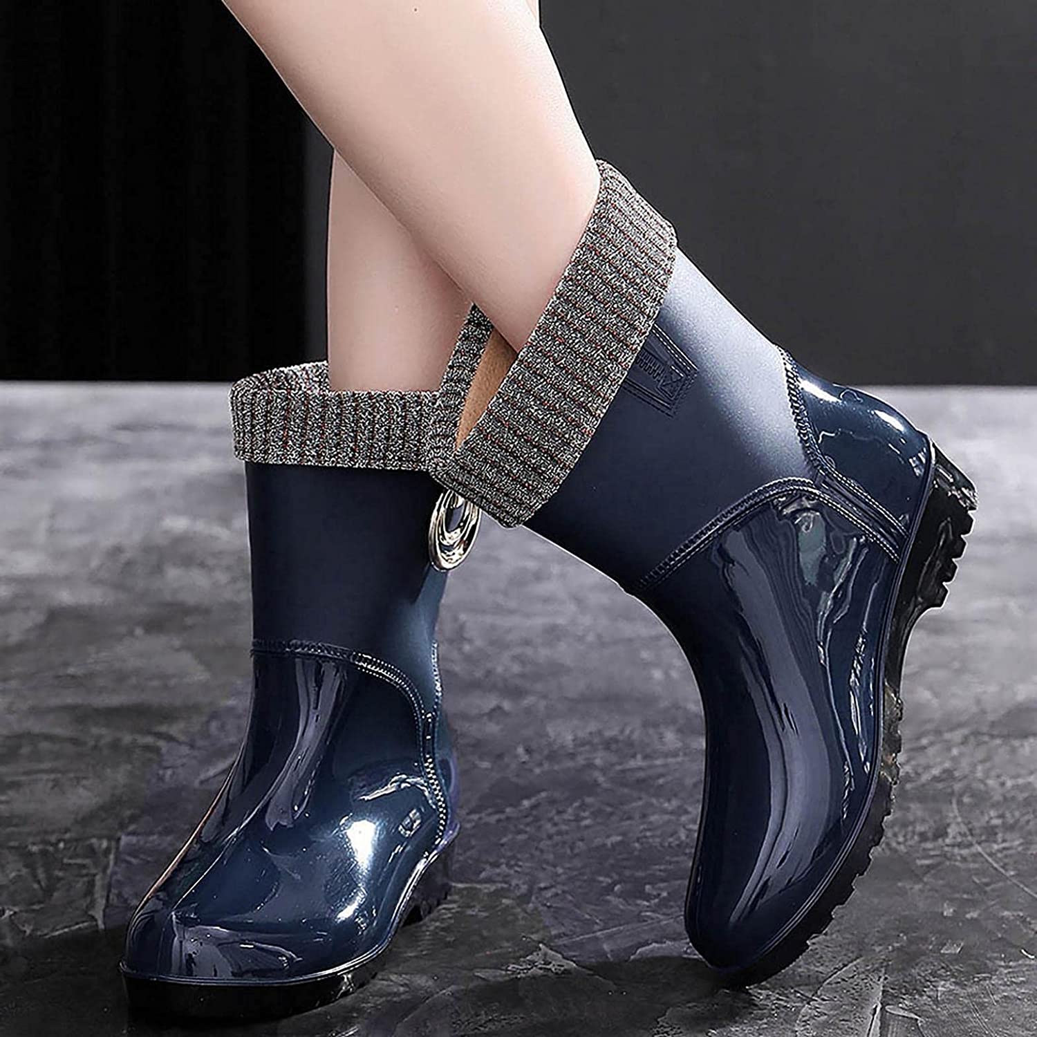 Aunimeifly Short rain Boots for Women and Waterproof Garden Shoes Stylish Light Ankle Rain Shoes and