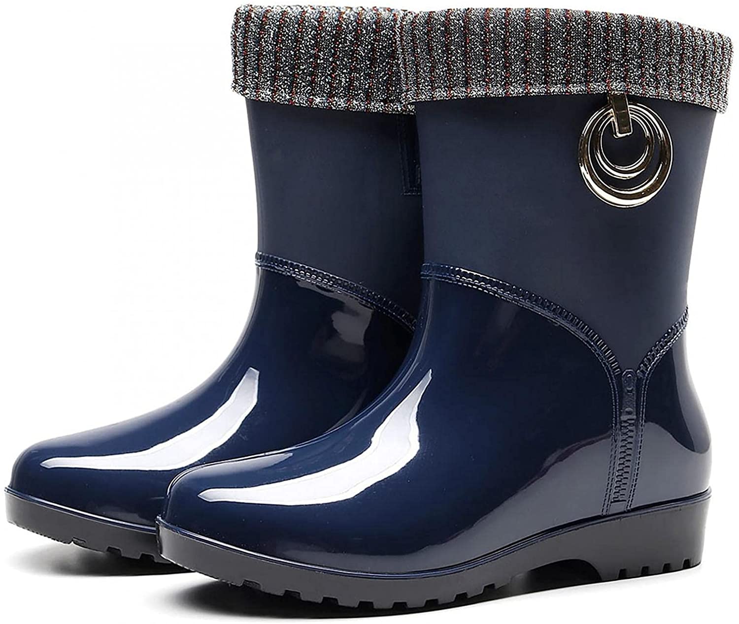 Aunimeifly Short rain Boots for Women and Waterproof Garden Shoes Stylish Light Ankle Rain Shoes and