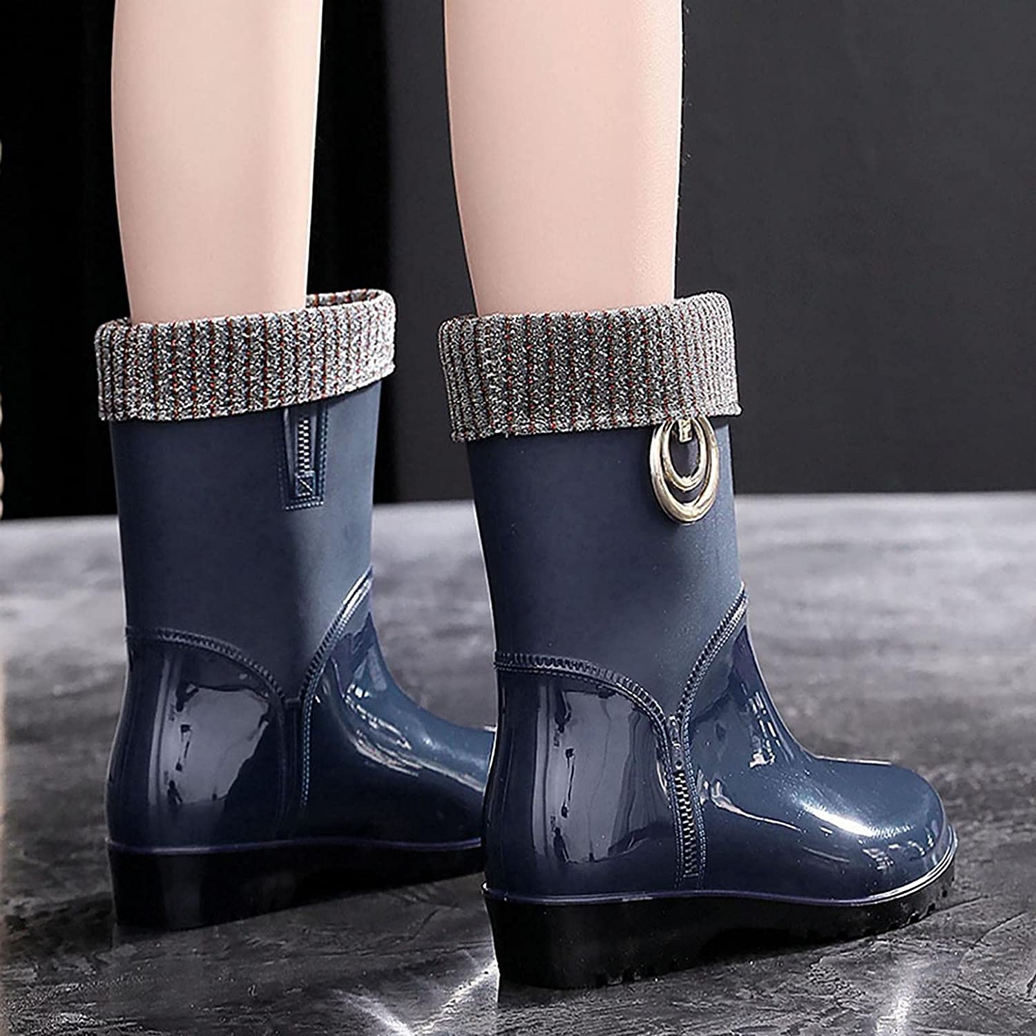 Aunimeifly Short rain Boots for Women and Waterproof Garden Shoes Stylish Light Ankle Rain Shoes and