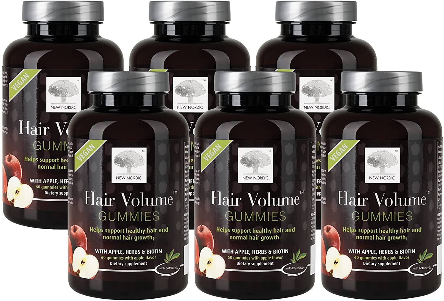 New Nordic Hair Volume Gummies | with Biotin for Healthy Hair Skin & Nails | Swedish Made | 60 Count