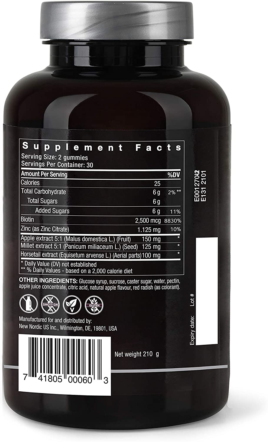 New Nordic Hair Volume Gummies | with Biotin for Healthy Hair Skin & Nails | Swedish Made | 60 Count