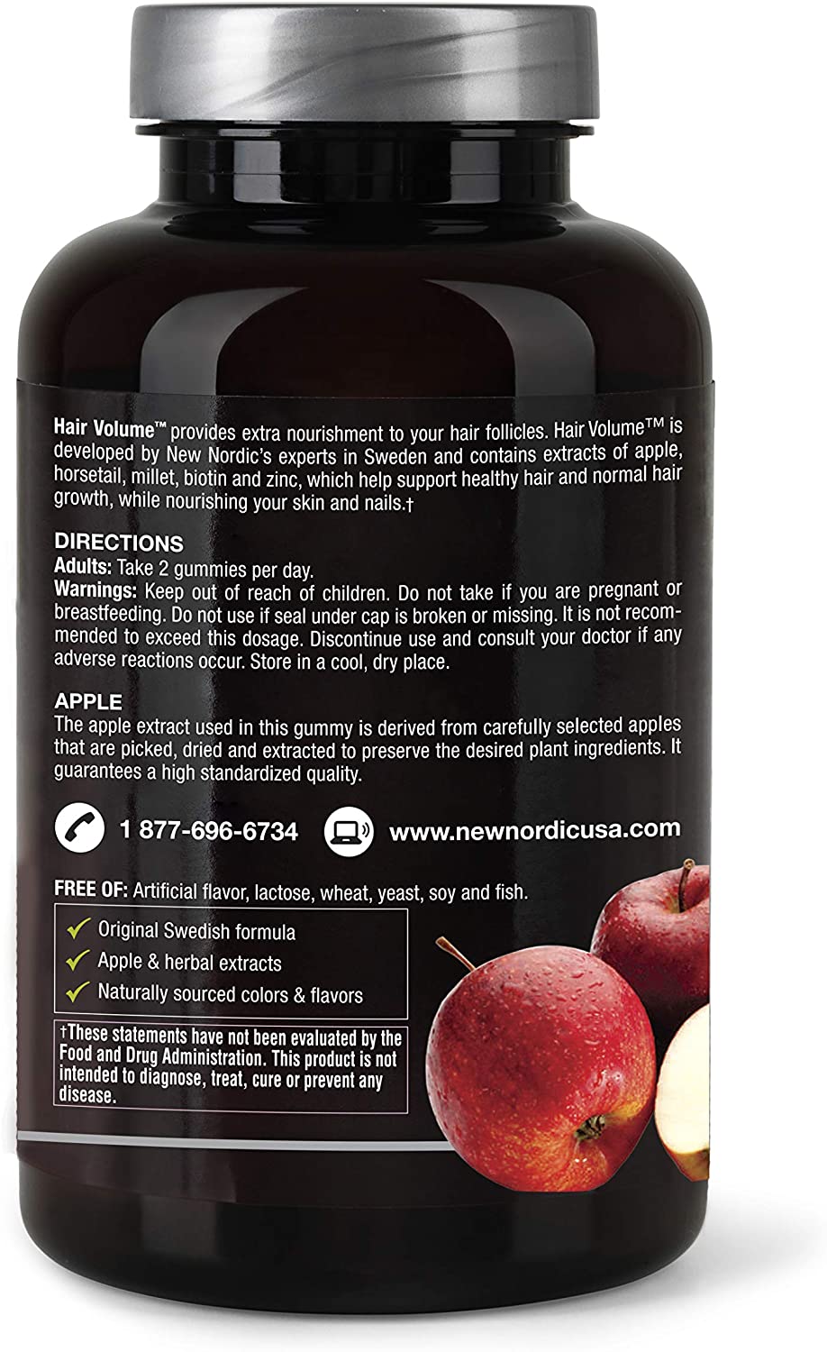 New Nordic Hair Volume Gummies | with Biotin for Healthy Hair Skin & Nails | Swedish Made | 60 Count