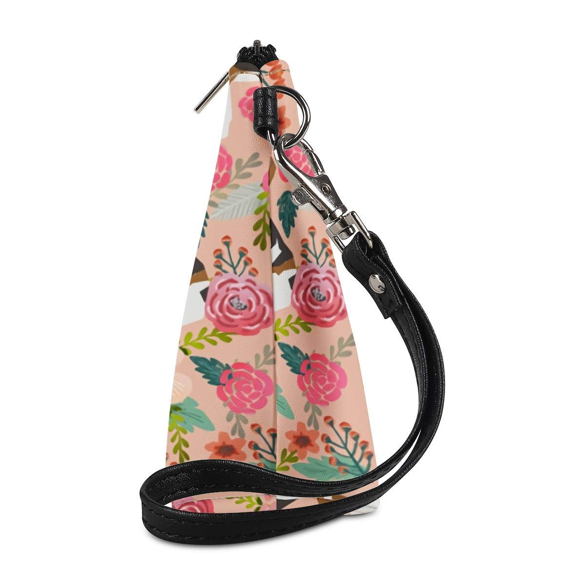 Mumeson Small Toiletry Cosmetic Handy Bag for Women Ladies Pink Floral Beagles Zipper Closure Travel