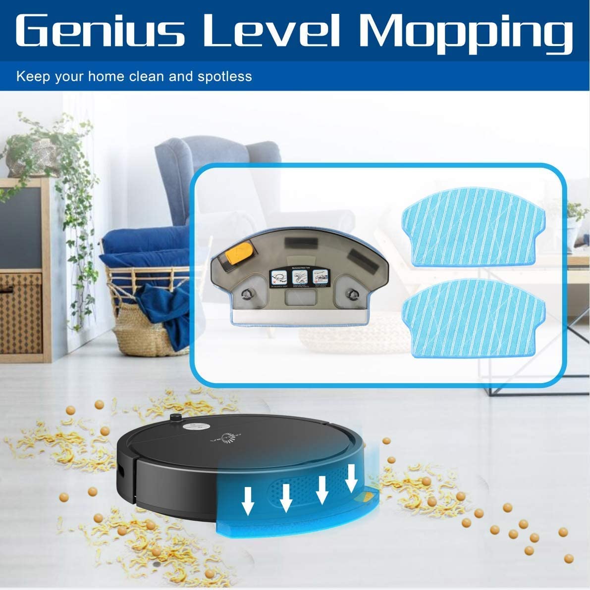 Robot Vacuum Cleaner with 360° Smart Sensor Protection, 2600mAh, 100mins Run Time, 6 Clean Modes, S