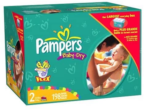 Pampers Baby Dry Diapers, Size 2, 198-Count