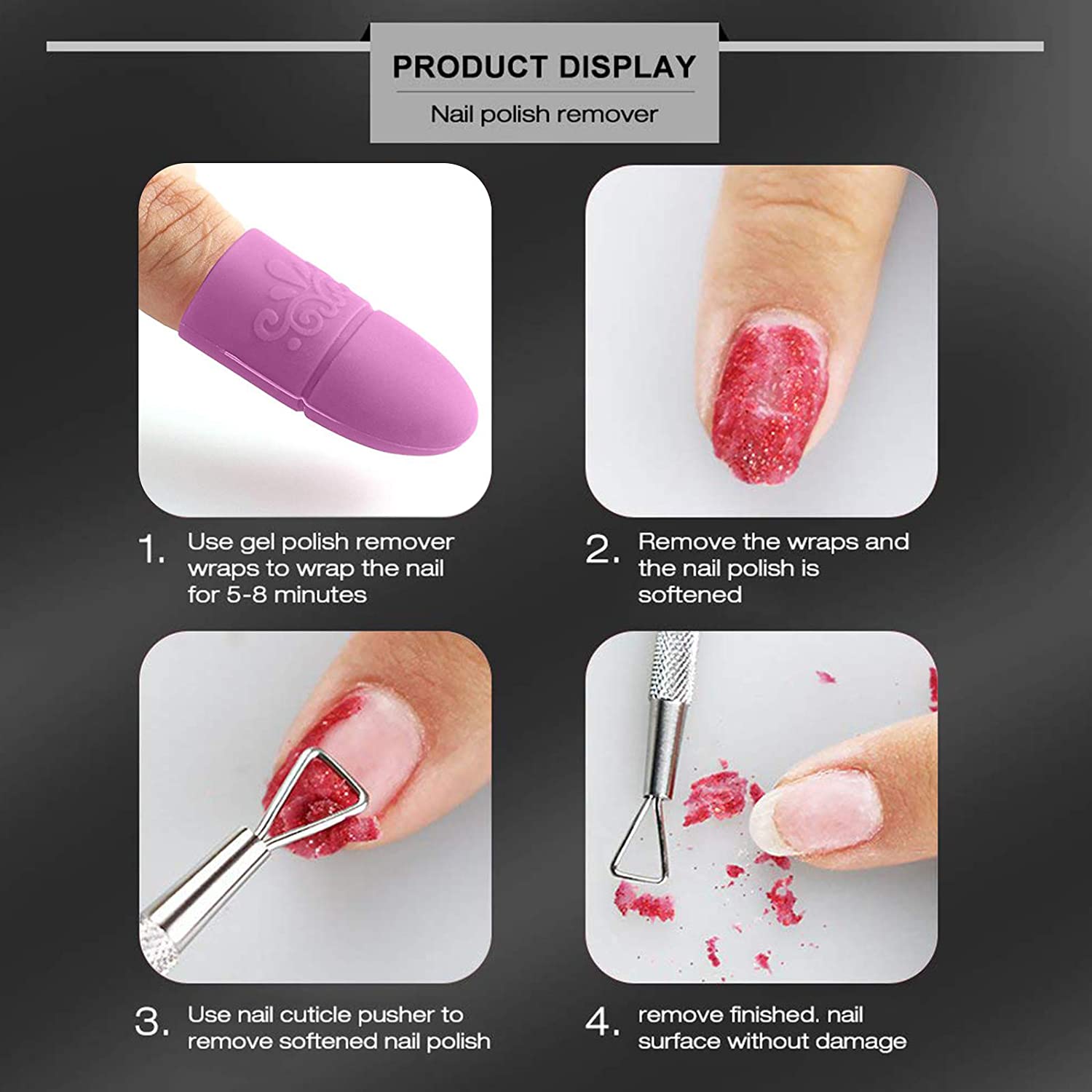 Nail Polish Remover Wrap Clips Soft Silicone Nails Art Soak Off Clip, UV Nail Polish Remover Clips S