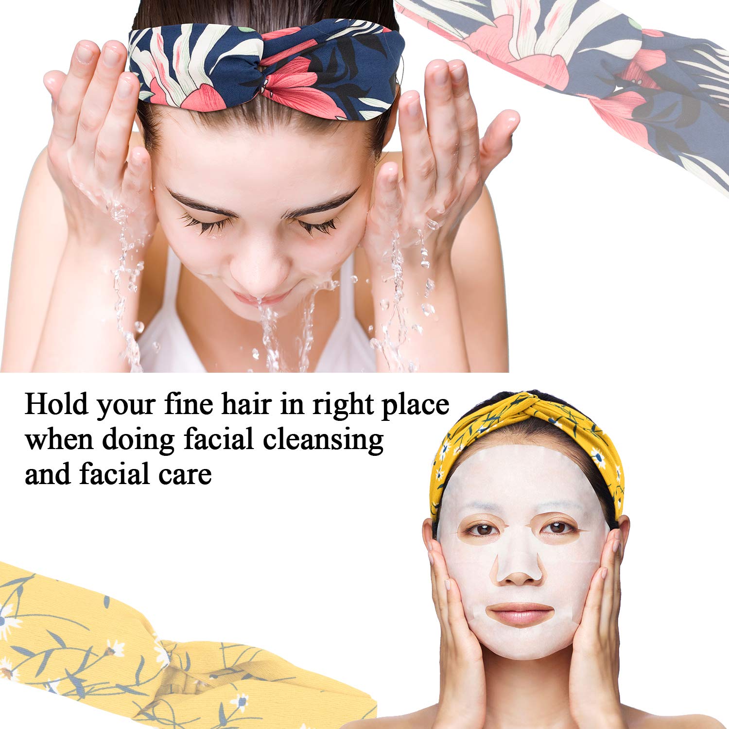 16 Pcs Boho Headbands for Women, EAONE Fashion Headbands Floral Bandeau Headbands Elastic Hair Bands